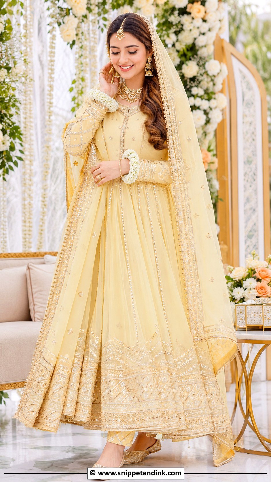 Pale Yellow Nikkah Dress With Gota Work - Snippet and Ink - 30 Pakistani Nikkah Dress Ideas