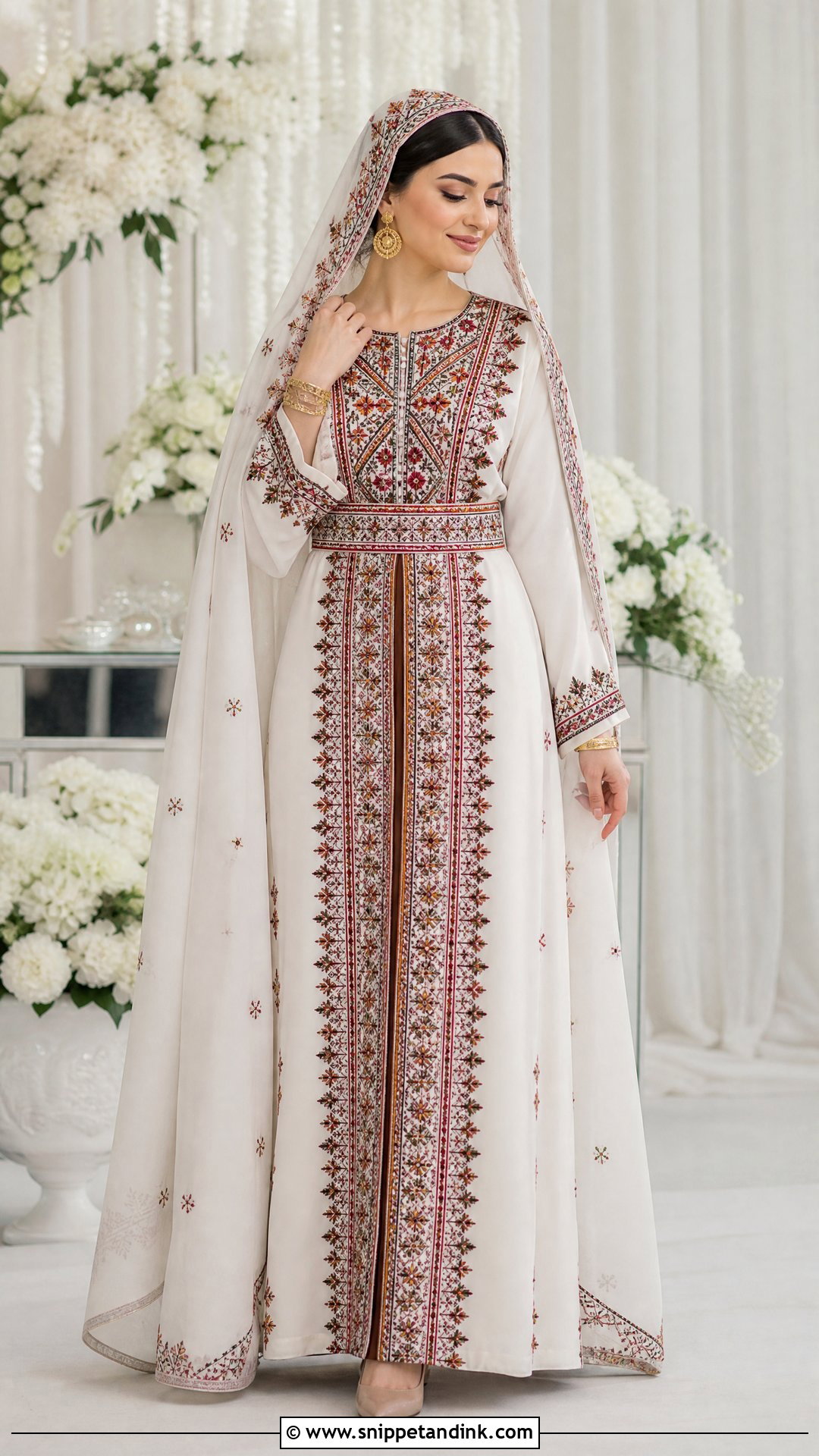 Palestinian Embroidered Thobe Bridal Dress - Snippet and Ink - 20 Traditional Bride Dress Ideas
