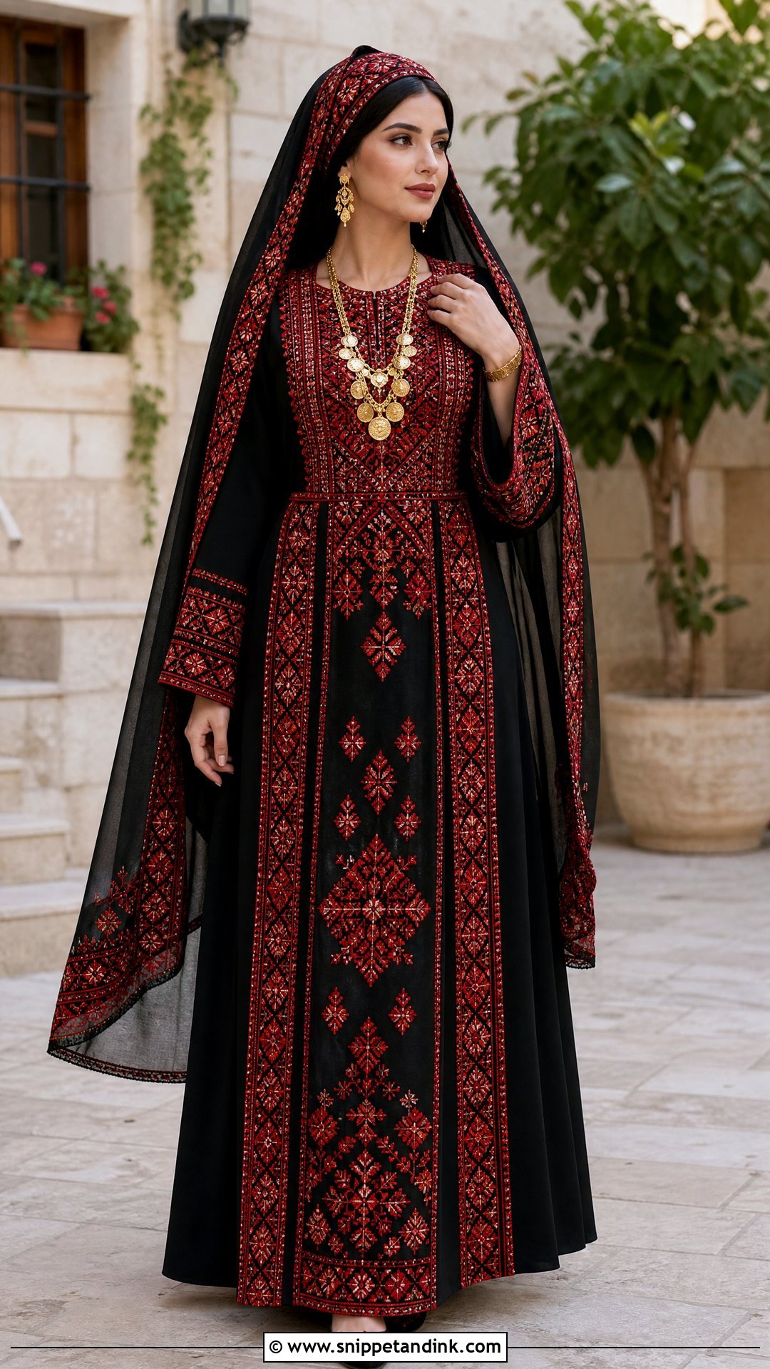 Palestinian Embroidered Thobe Bridal Dress - Snippet and Ink - 20 Traditional Bridal Dresses