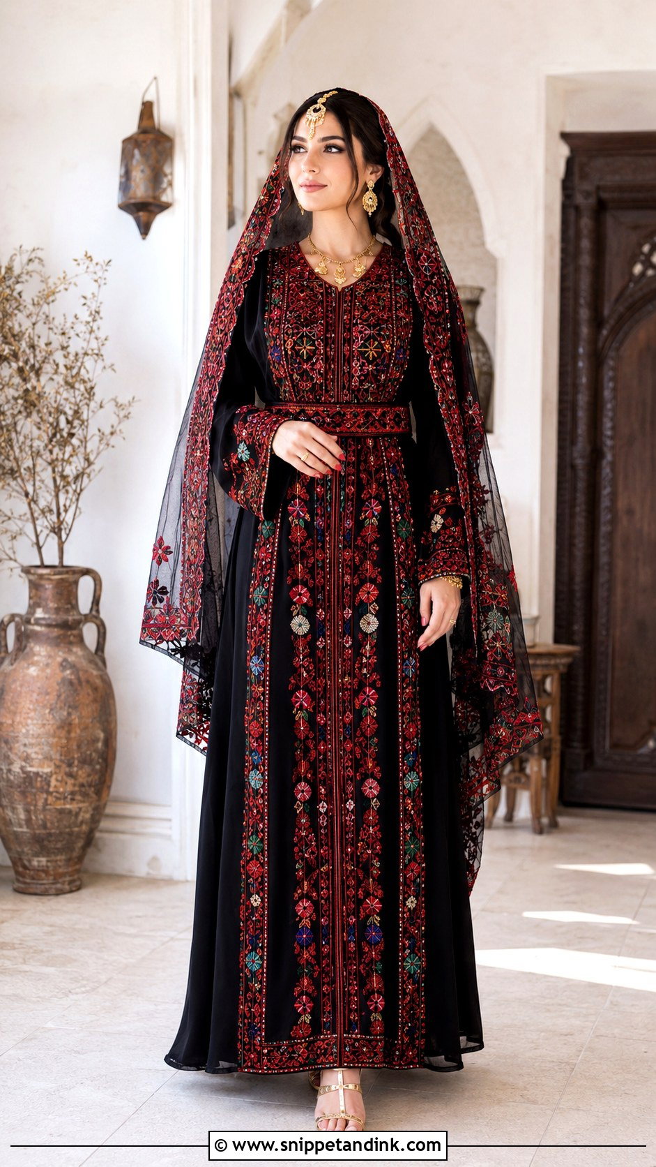 Palestinian Embroidered Thobe Wedding Dress - Snippet and Ink - 30 Traditional Wedding Dresses