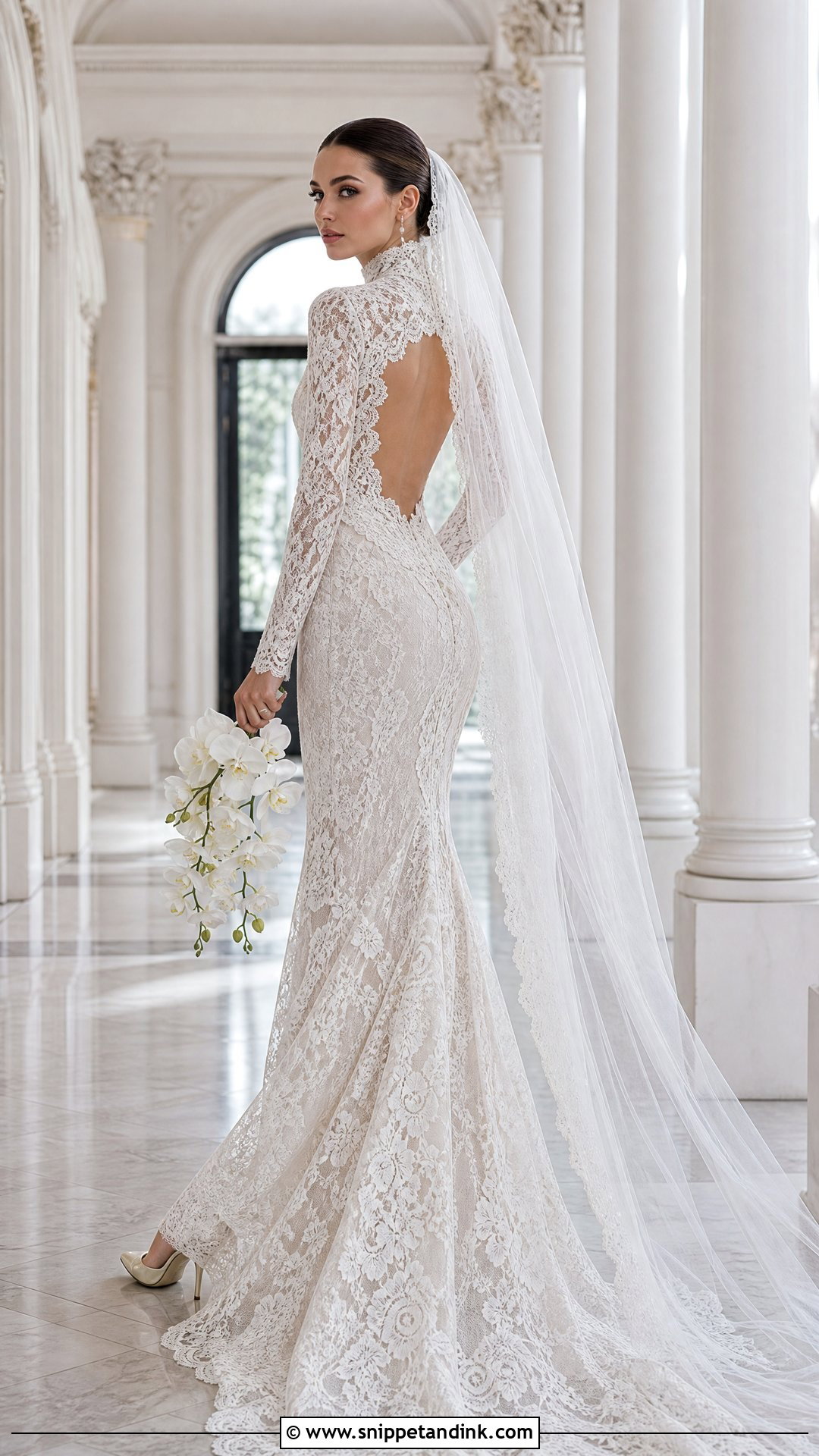Pallas Couture High Neck Lace Gown - Snippet and Ink - 20 Pallas Couture Bridal Ideas