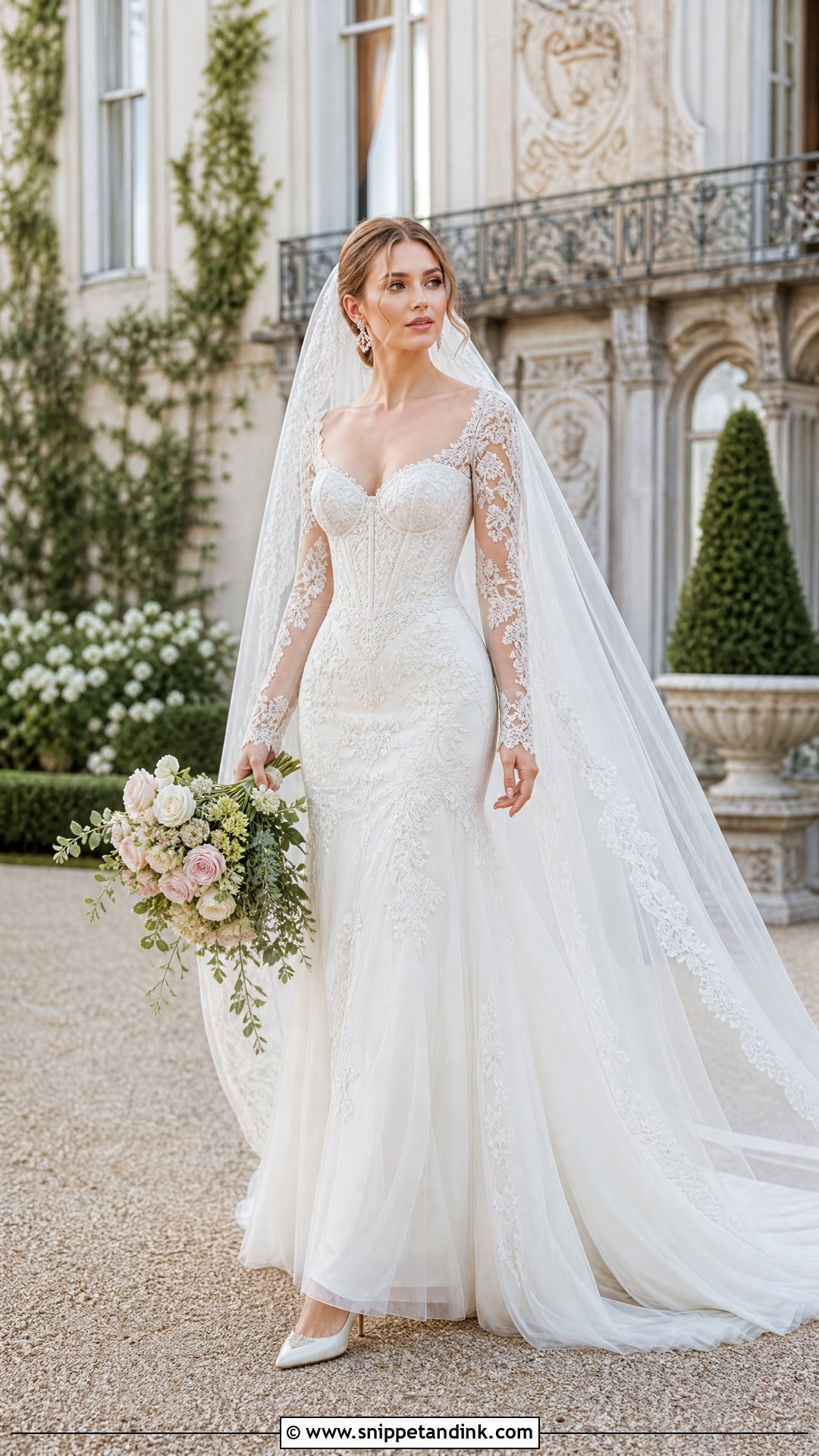 Pallas Couture Long Sleeve Lace Gown - Snippet and Ink - 20 Pallas Couture Bridal Ideas