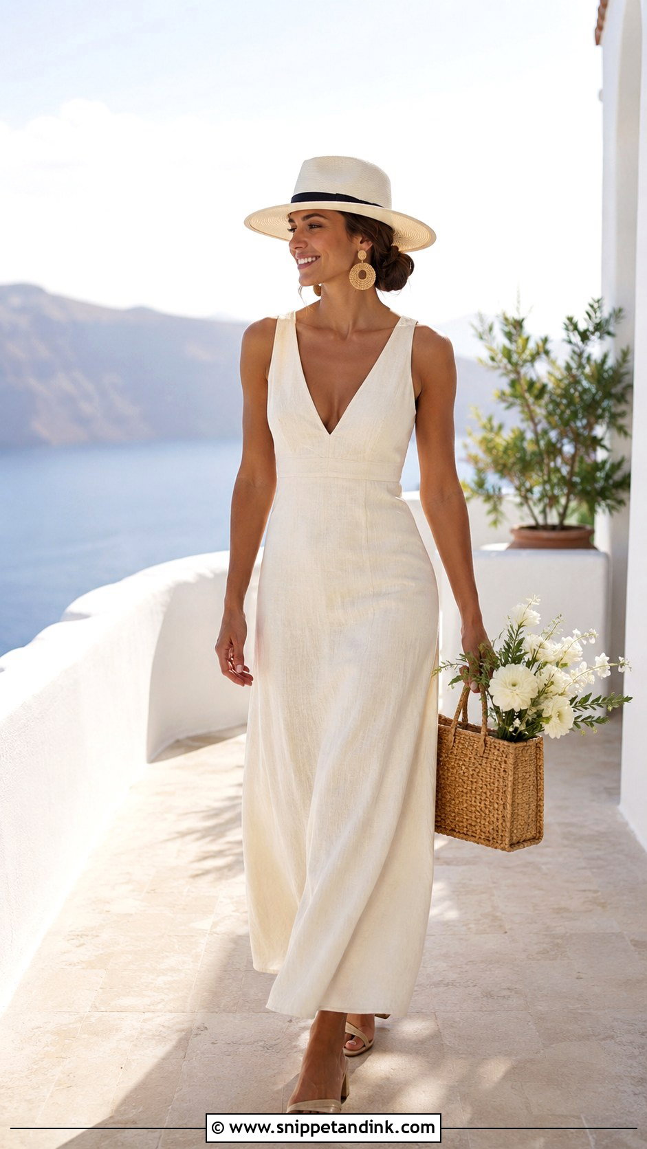 Panama Bride Hat With Linen Dress - Snippet and Ink - 20 Bride with Hat Ideas
