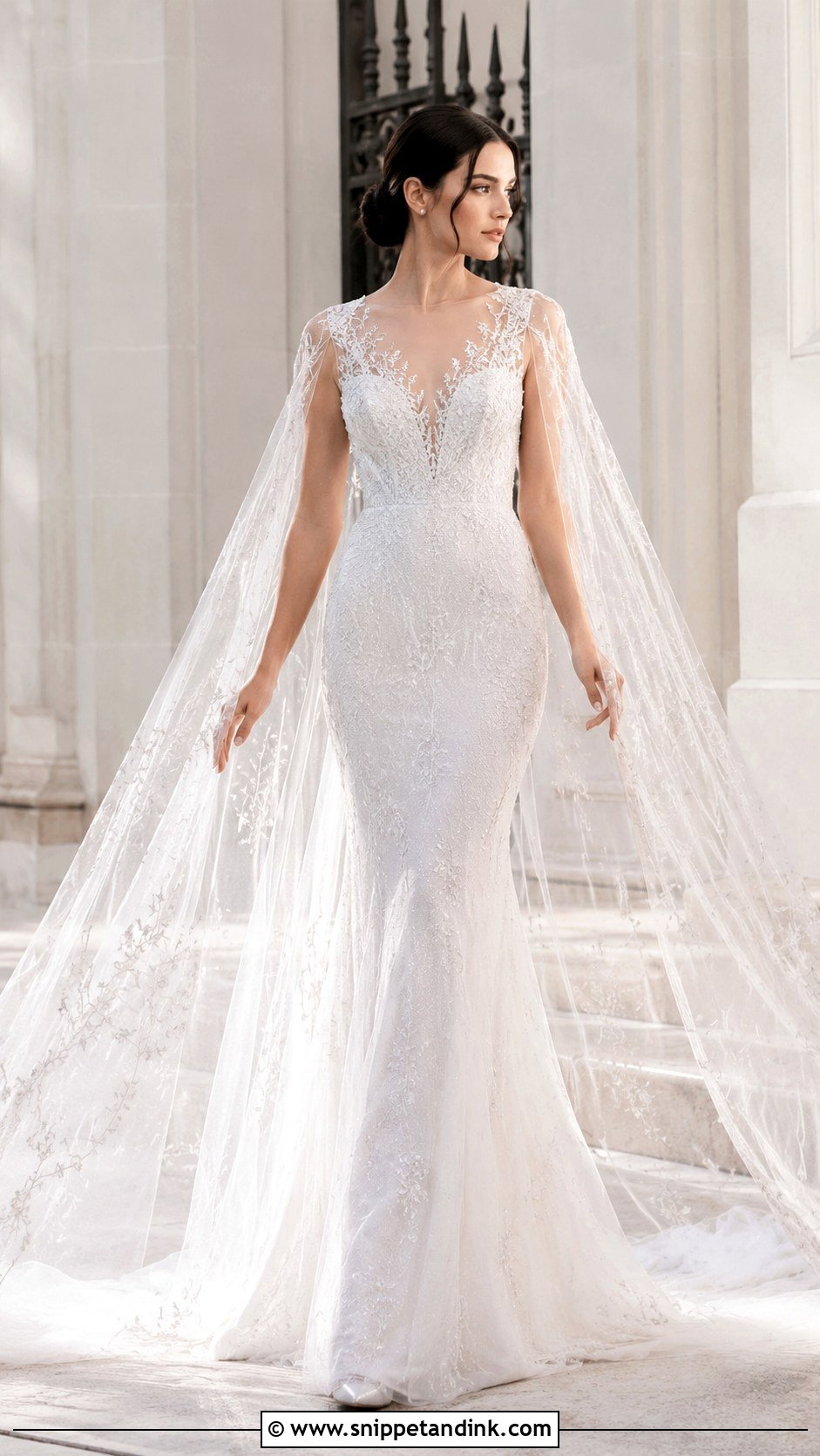 Paolo Sebastian Cape Wedding Dress - Snippet and Ink - 20 Paolo Sebastian Wedding Dress Ideas