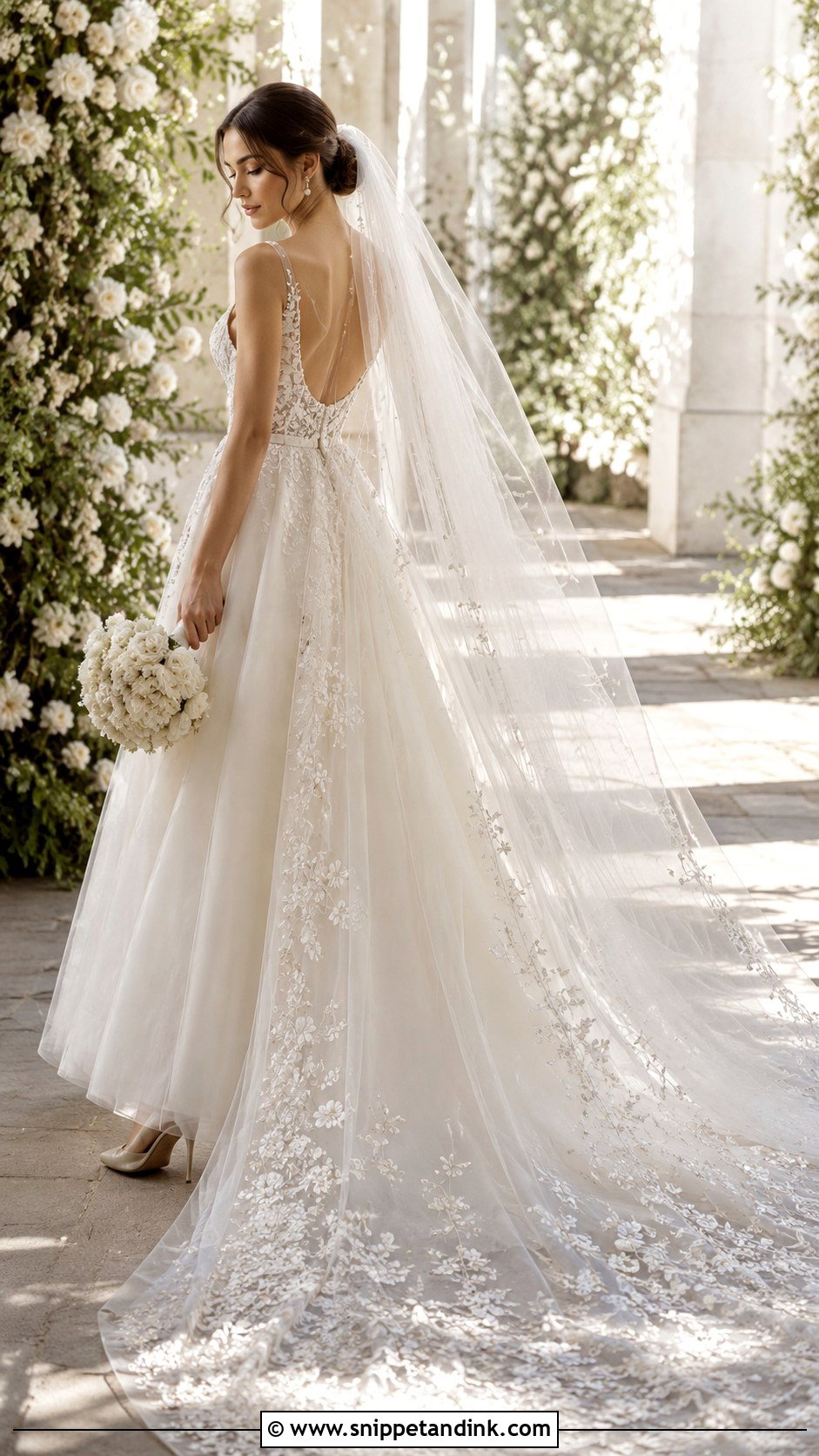 Paolo Sebastian Floral Veil Wedding Dress - Snippet and Ink - 20 Paolo Sebastian Wedding Dress Ideas