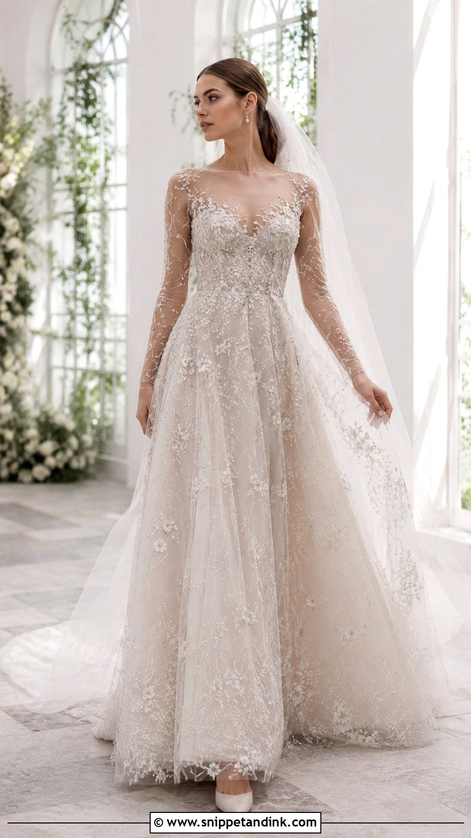 Paolo Sebastian Sheer Sleeve Wedding Dress - Snippet and Ink - 20 Paolo Sebastian Wedding Dress Ideas