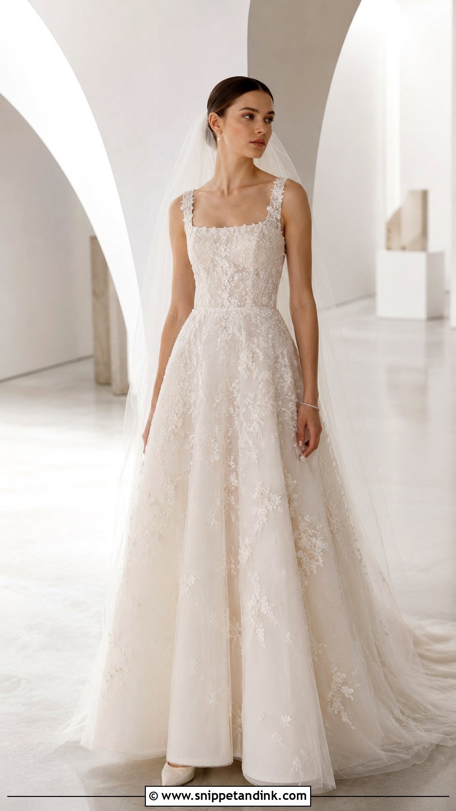 Paolo Sebastian Square Neck Wedding Dress - Snippet and Ink - 20 Paolo Sebastian Wedding Dress Ideas