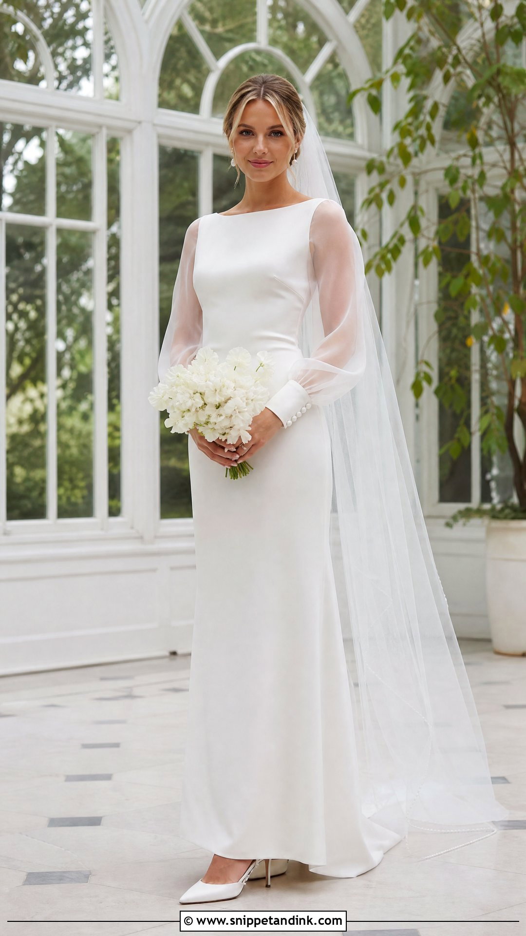 Parent Trap Sheer Sleeve Wedding Dress - Snippet and Ink - 20 Parent Trap Wedding Dress Ideas