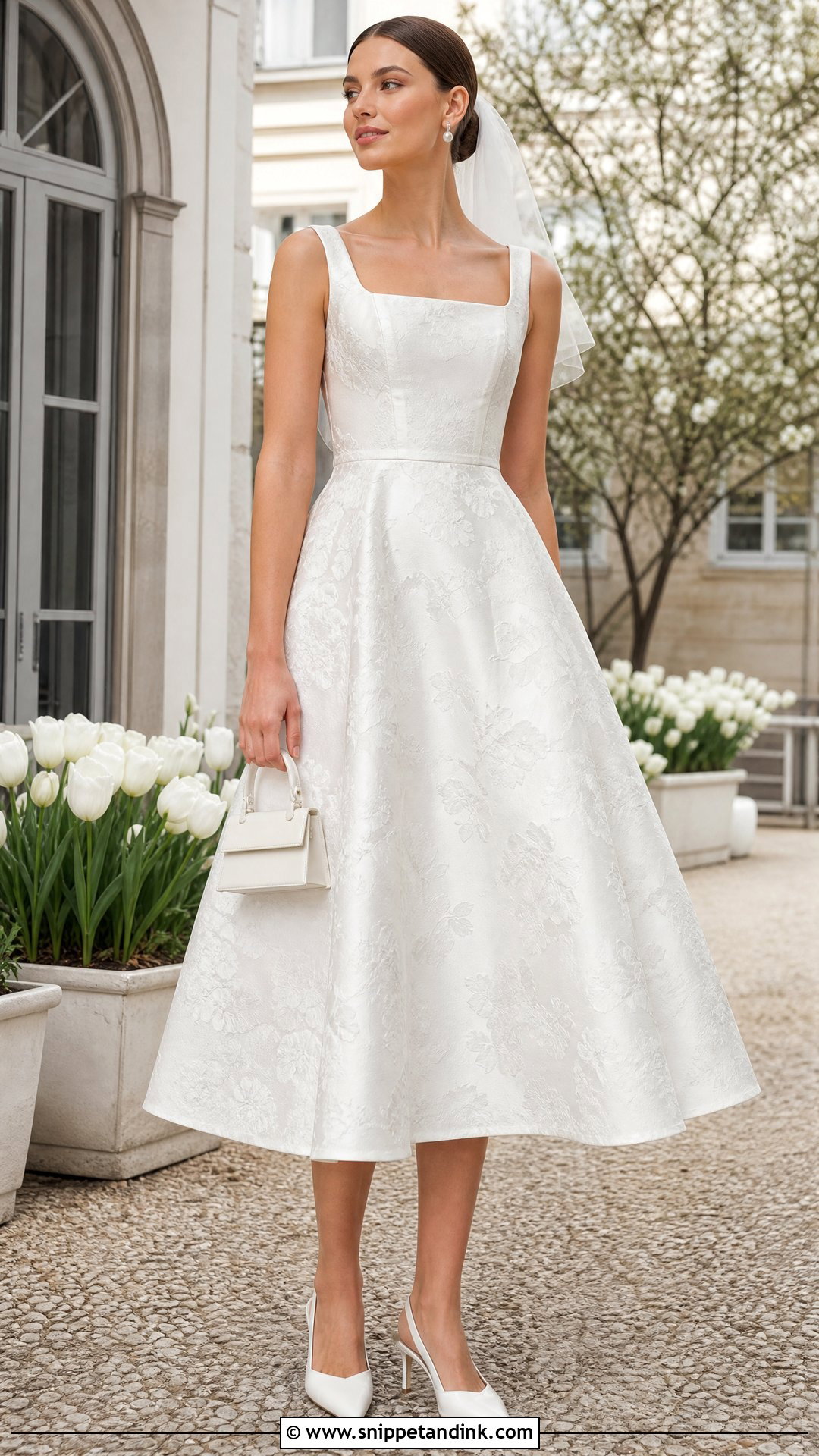 Parisian Floral Jacquard Wedding Dress - Snippet and Ink - 20 Parisian Wedding Dress Ideas