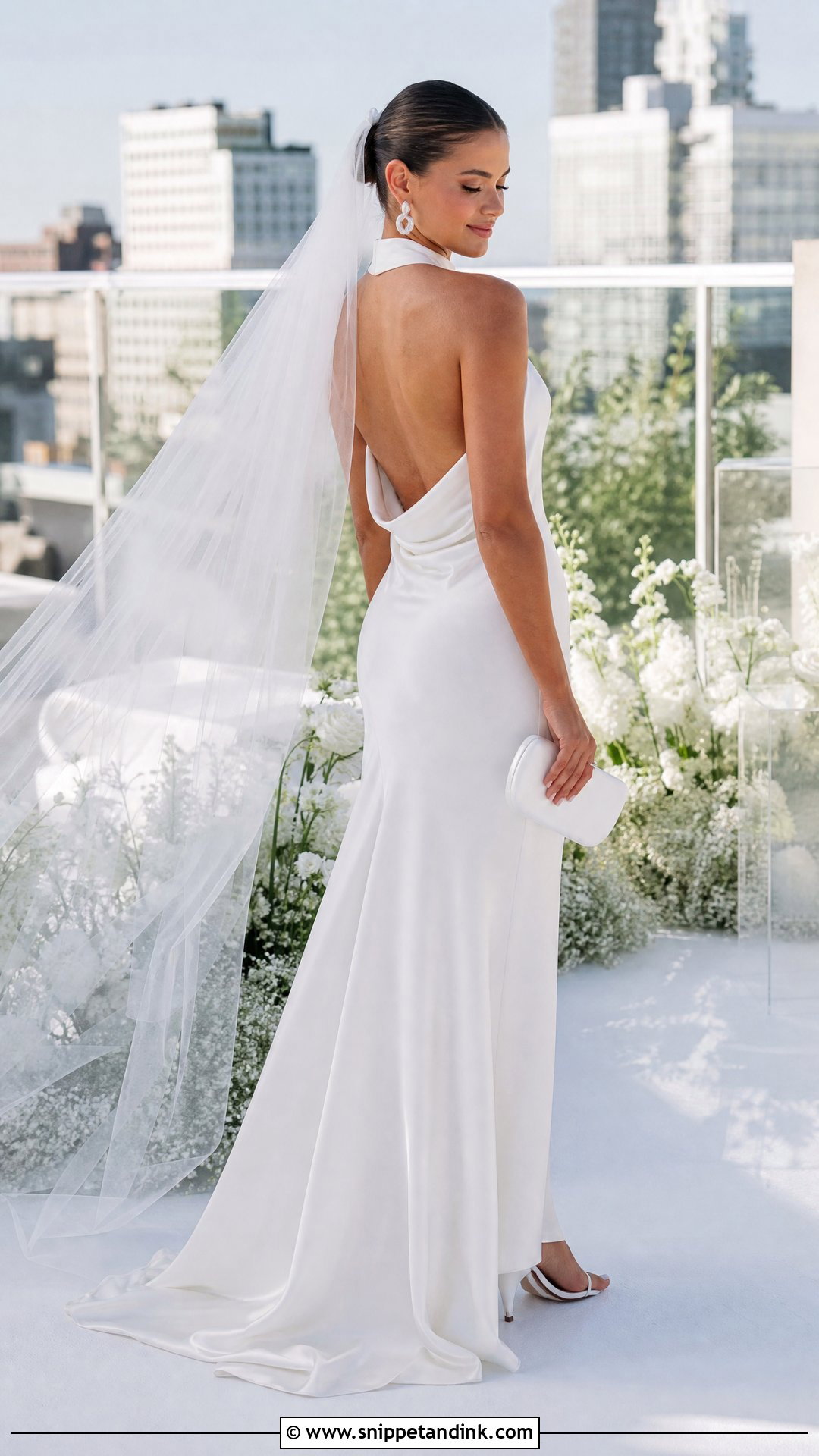 Parisian Halter Neck Satin Wedding Dress - Snippet and Ink - 20 Parisian Wedding Dress Ideas