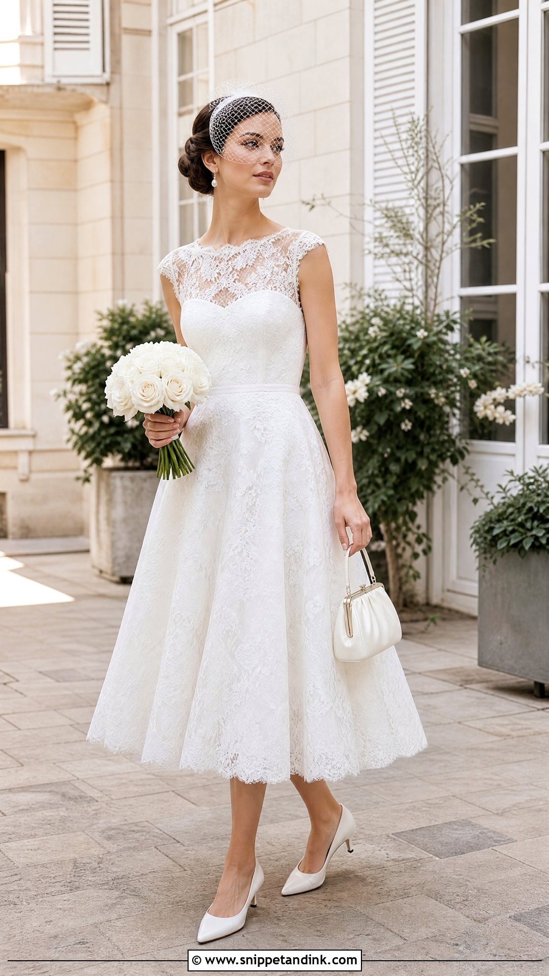 Parisian Tea Length Lace Wedding Dress - Snippet and Ink - 20 Parisian Wedding Dress Ideas