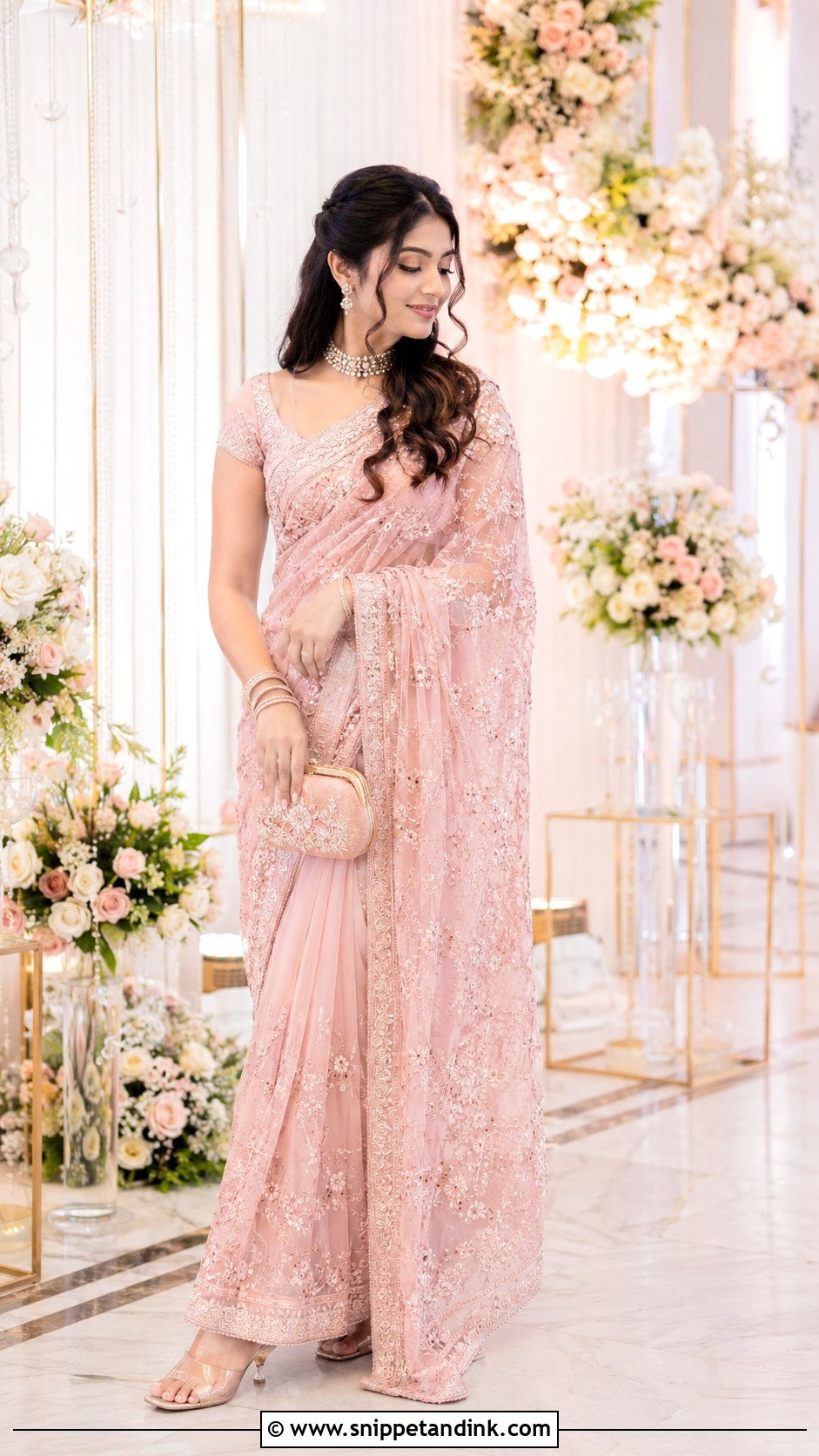 Pastel Bengali Bride Engagement Look - Snippet and Ink - 20 Bengali Bride Wedding Look Ideas