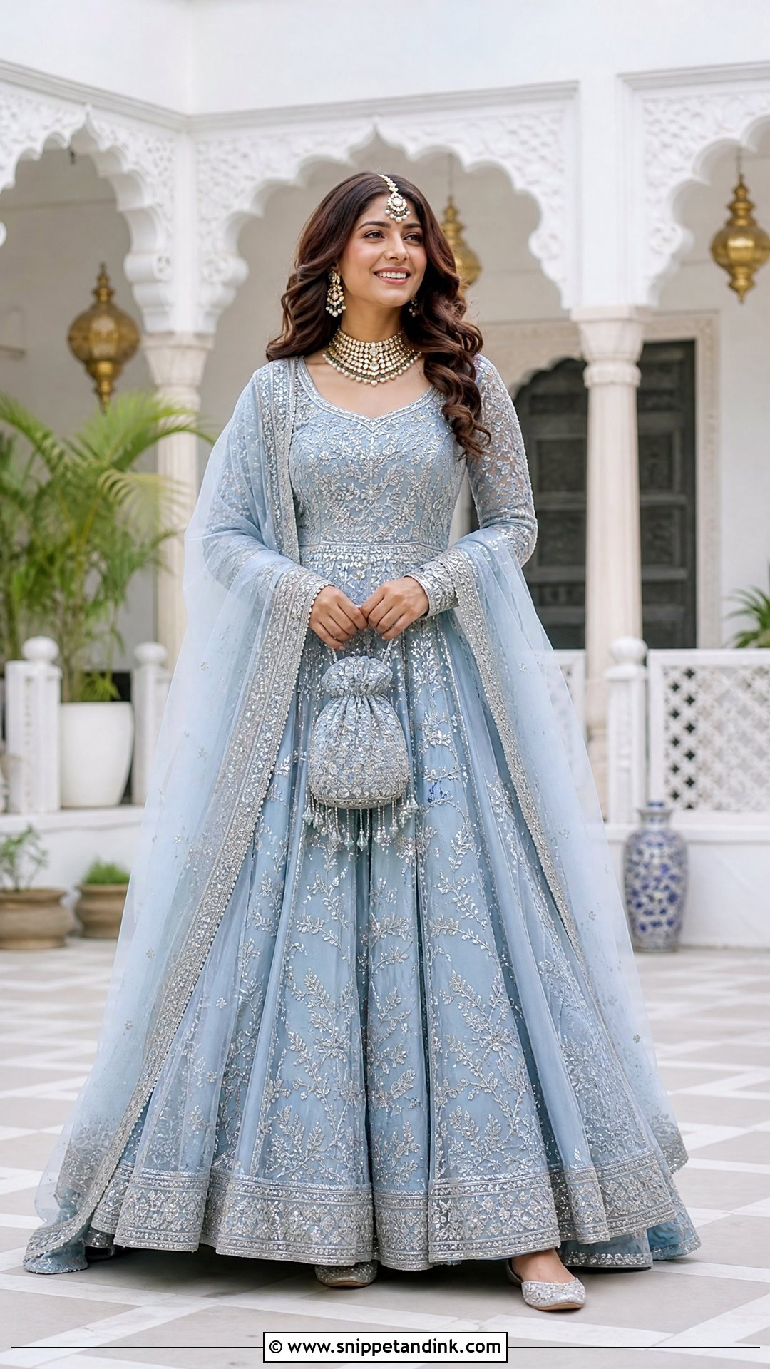 Pastel Blue Anarkali Bridal Gown - Snippet and Ink - 20 Indian Bridal Gowns