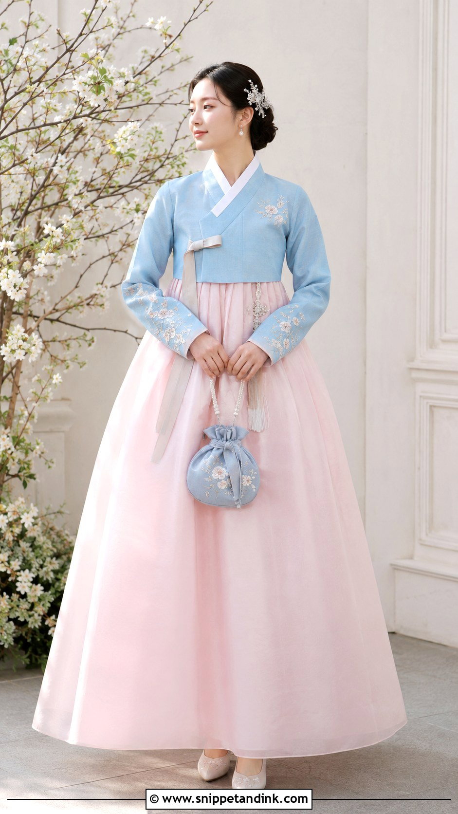 Pastel Blue And Pink Hanbok Wedding Dress - Snippet and Ink - 20 Hanbok Wedding Dress Ideas