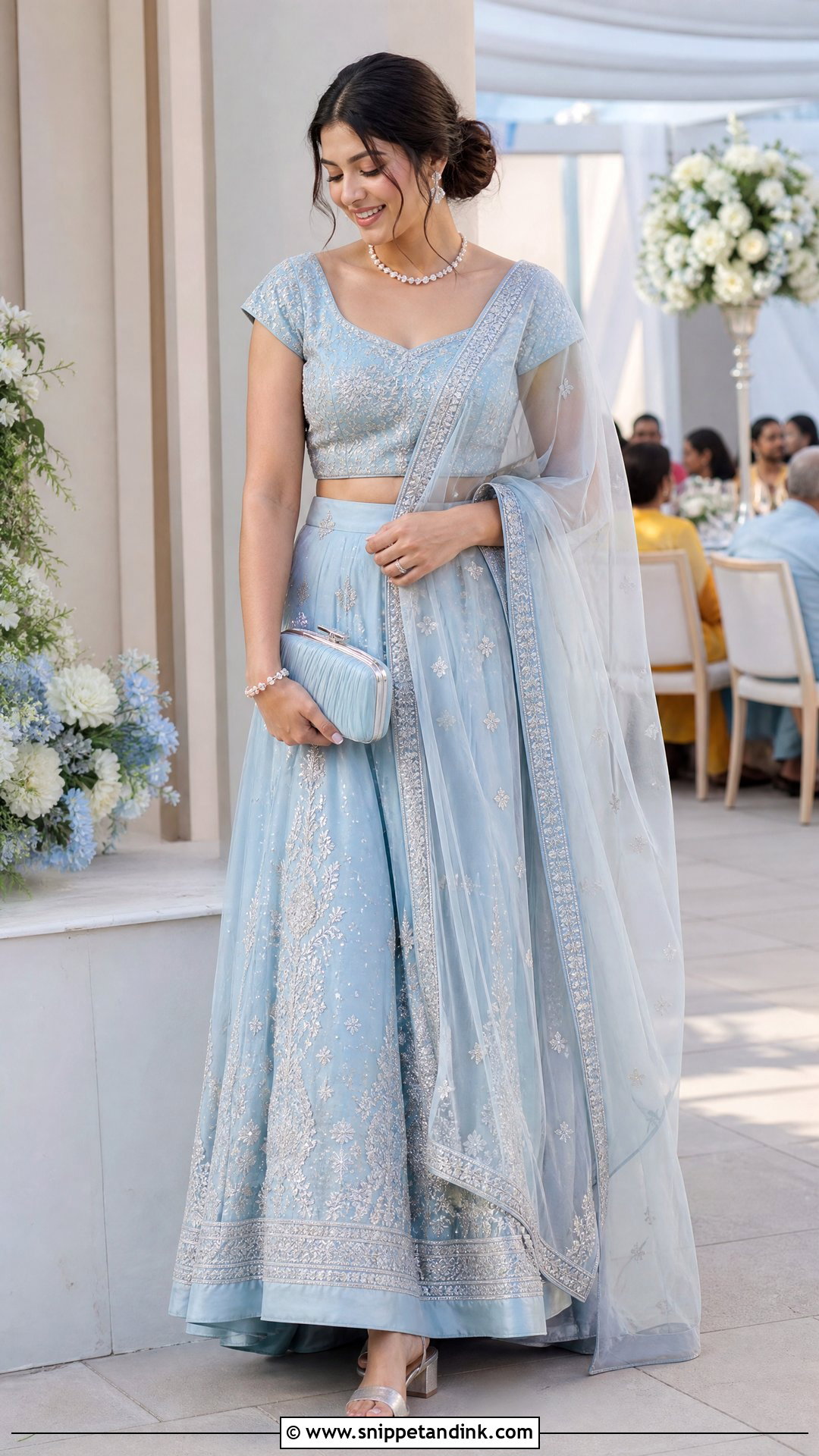 Pastel Blue And Silver Thavani - Snippet and Ink - 20 Thavani Styles for Wedding