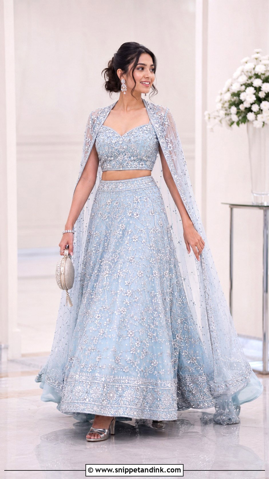 Pastel Blue Bridal Lehenga With Cape - Snippet and Ink - 20 Latest Indian Bridal Dresses