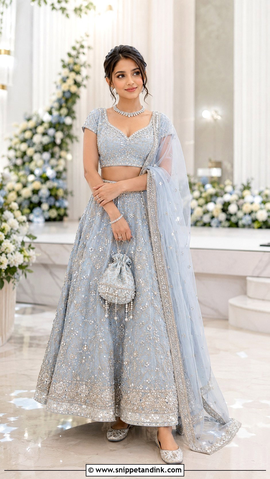 Pastel Blue Bridal Lehenga - Snippet and Ink - 20 Indian Bridal Wear Ideas