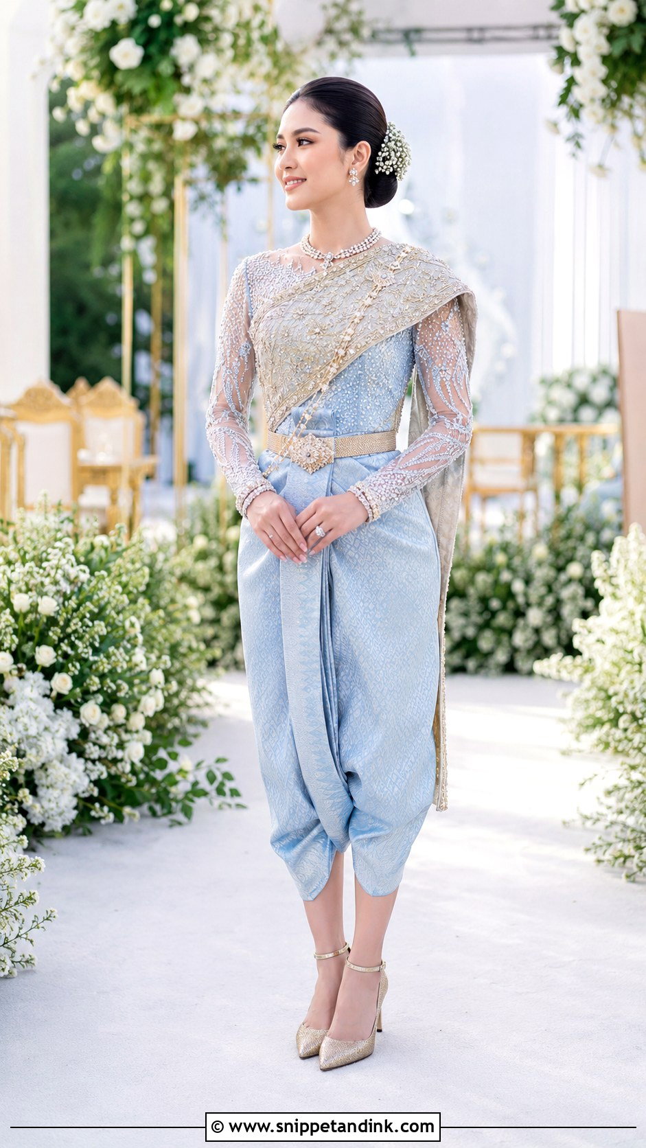 Pastel Blue Cambodian Wedding Dress - Snippet and Ink - 20 Cambodian Wedding Dress Ideas