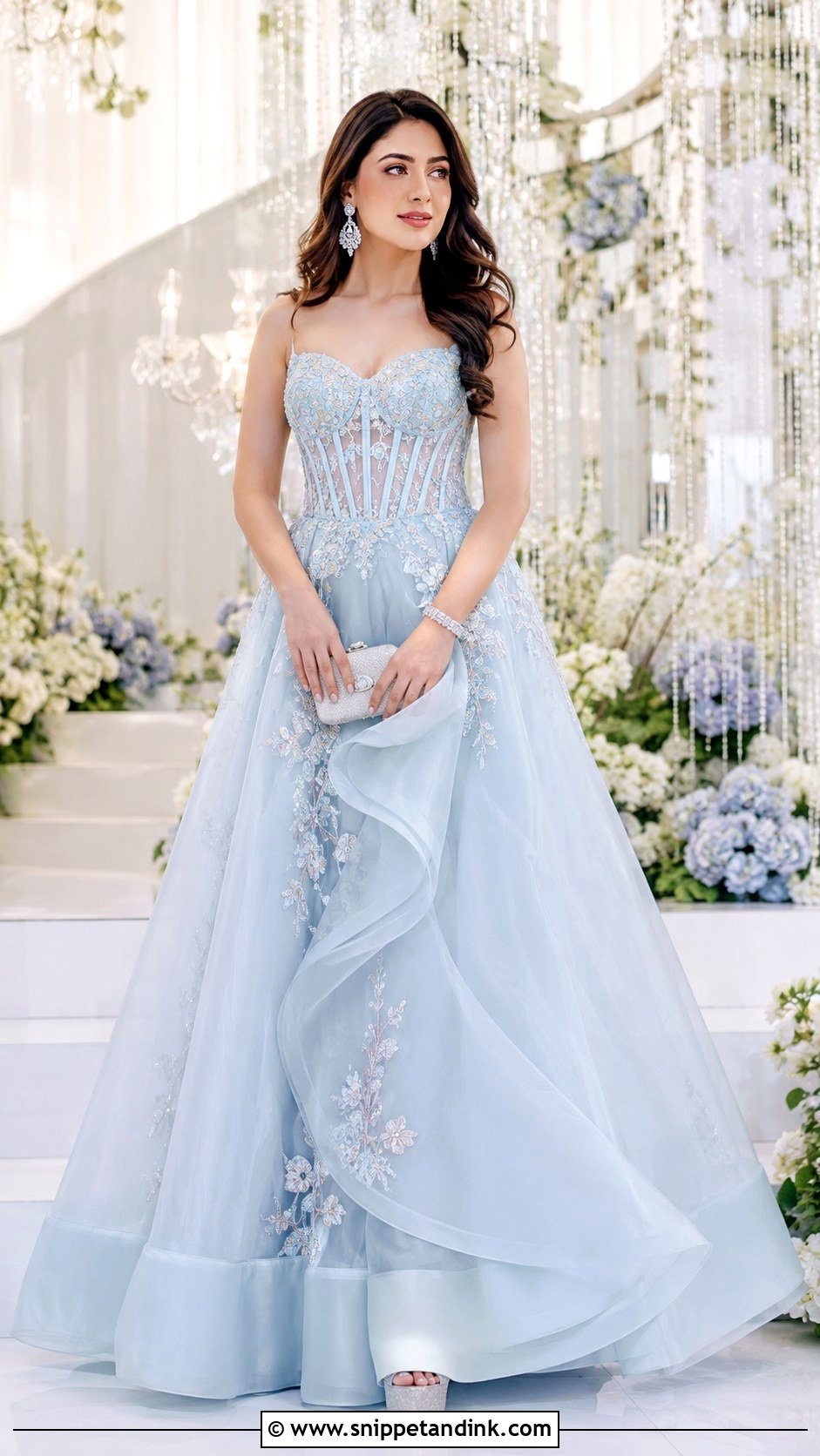 Pastel Blue Corset Indian Wedding Gown - Snippet and Ink - 20 Indian Wedding Gown Ideas
