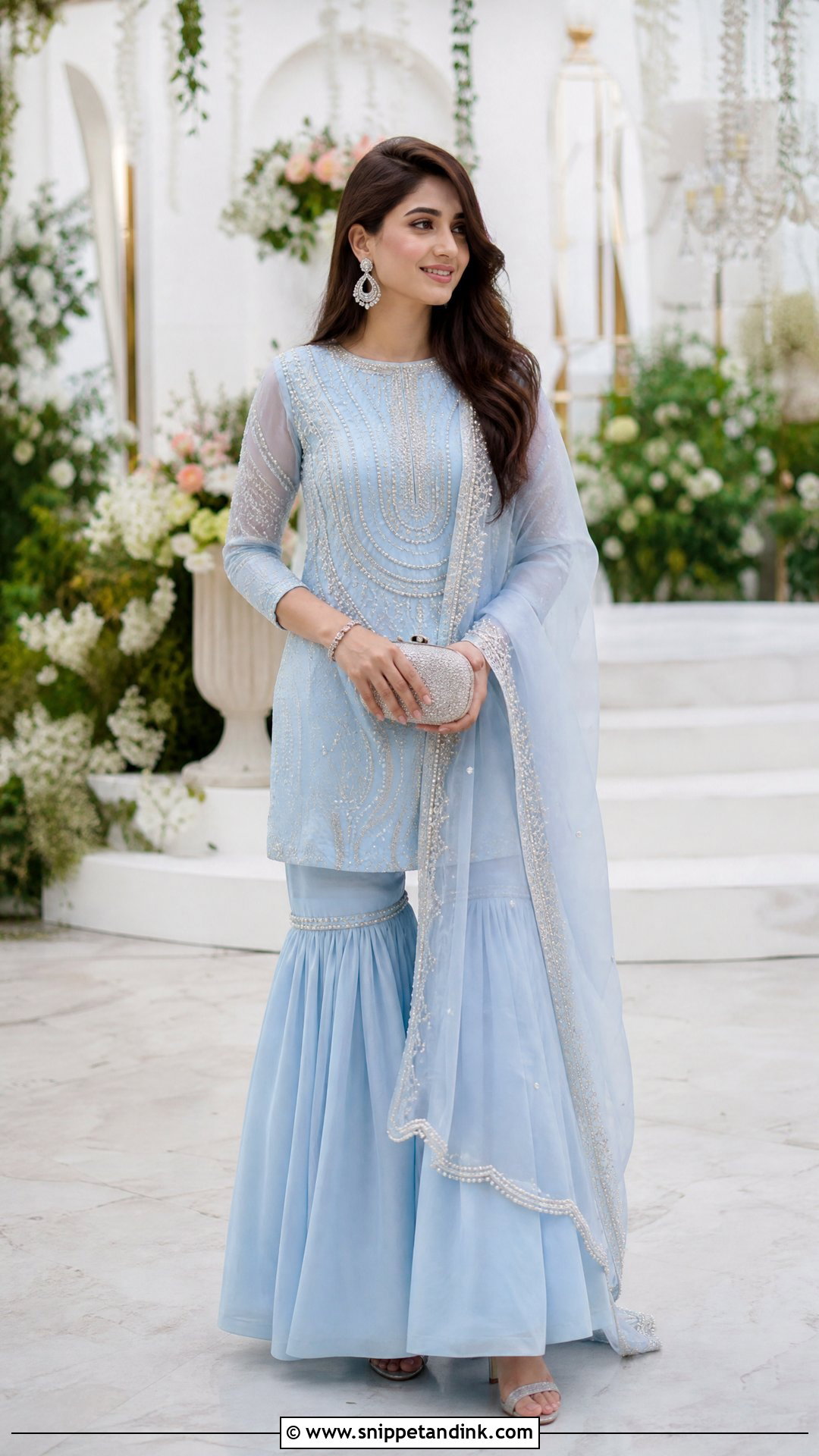 Pastel Blue Garara Suit With Pearl Work - Snippet and Ink - 20 Garara Suits Designs for Wedding