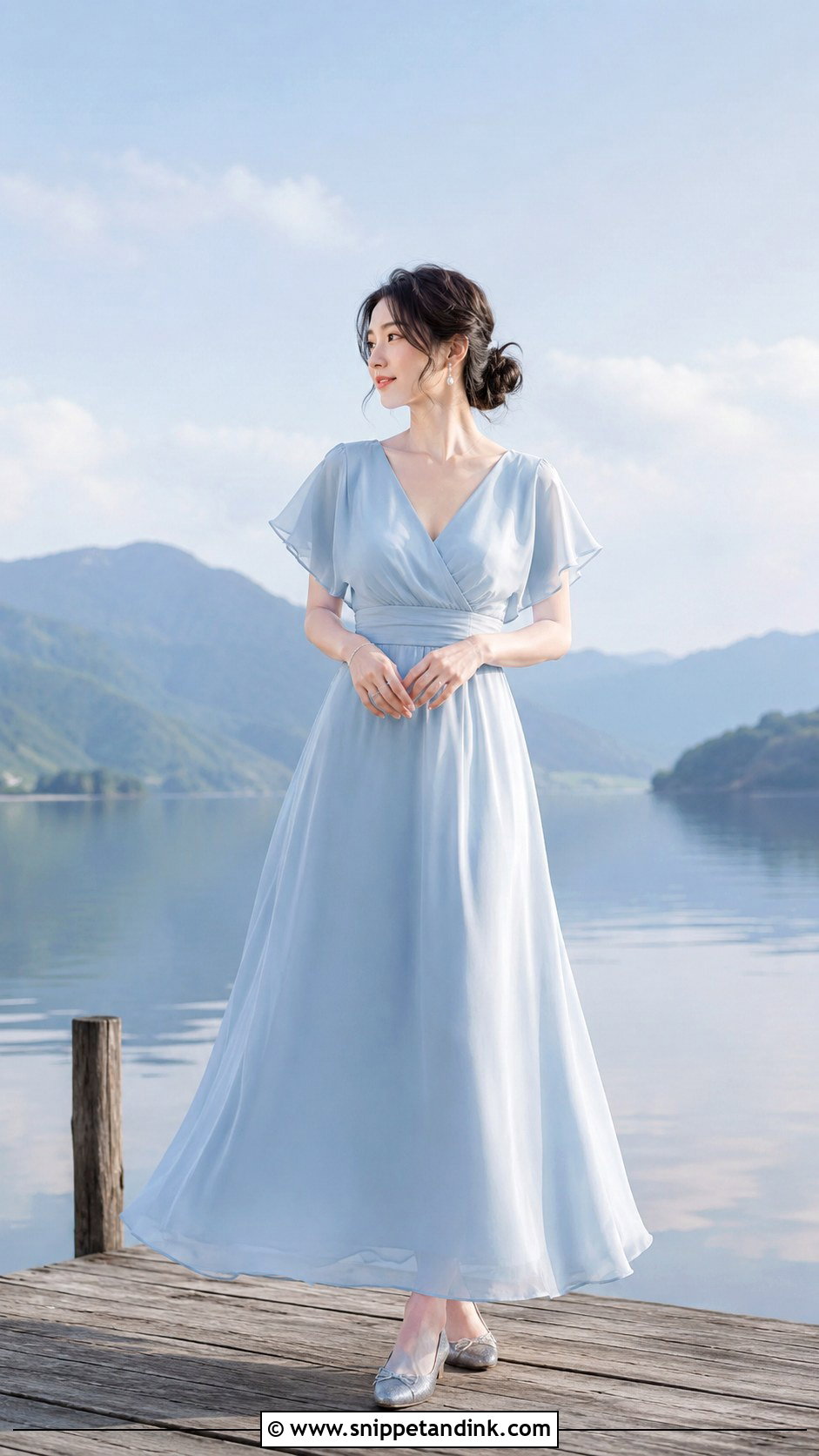 Pastel Blue Gown Lakeside Photoshoot - Snippet and Ink - 20 Gown Photoshoot Ideas