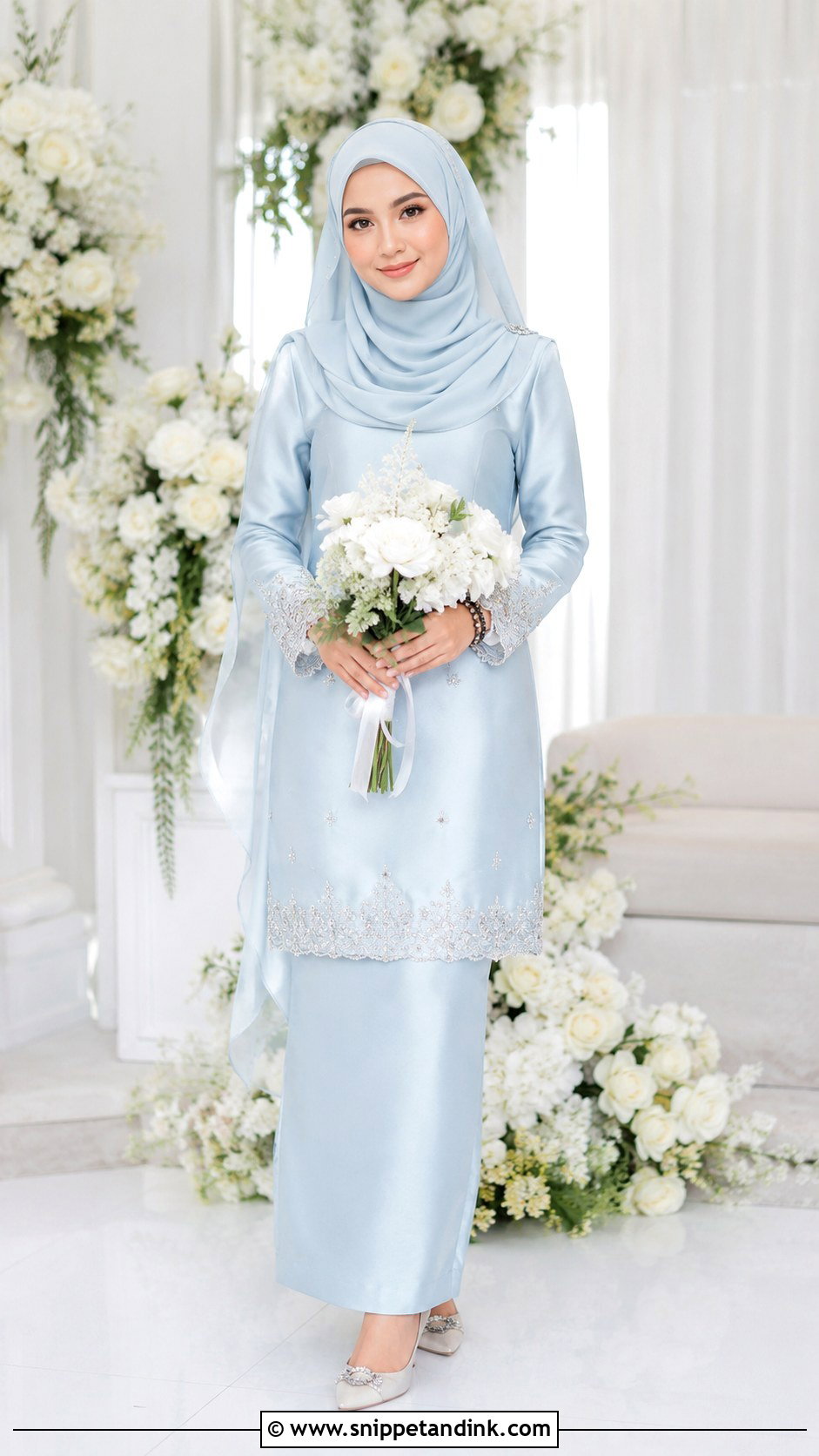 Pastel Blue Nikah Dress - Snippet and Ink - 25 Malay Nikah Wedding Dress Ideas