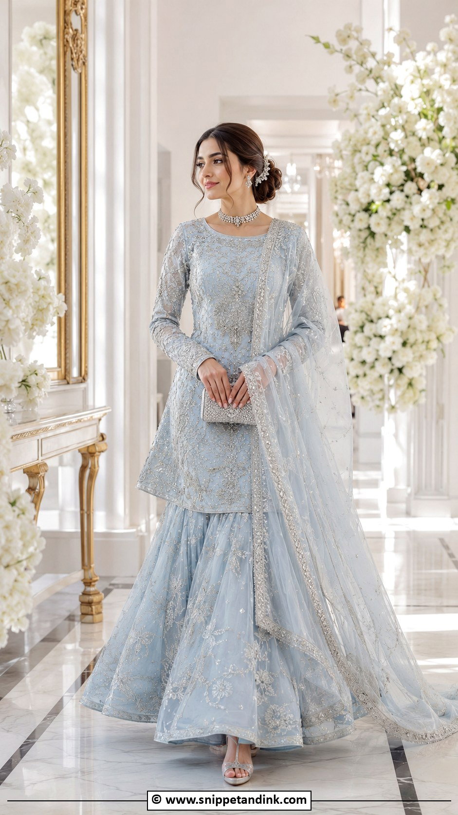 Pastel Blue Nikah Lehenga - Snippet and Ink - 35 Nikah Dress Ideas