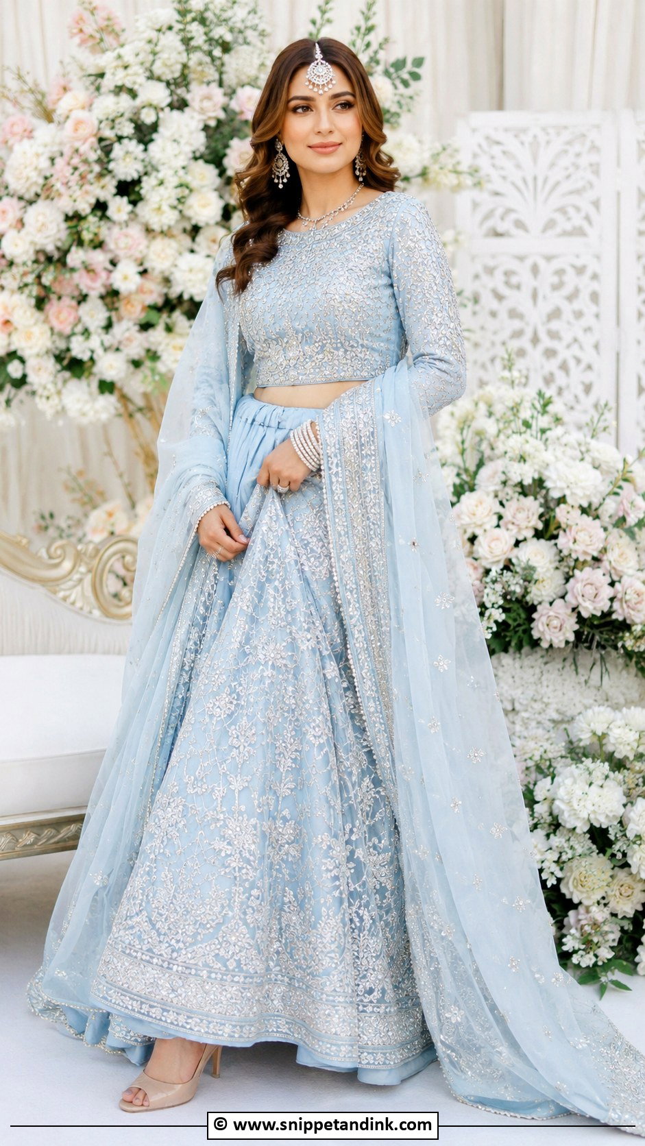 Pastel Blue Nikkah Lehenga Outfit - Snippet and Ink - 25 Nikkah Outfits for Bride