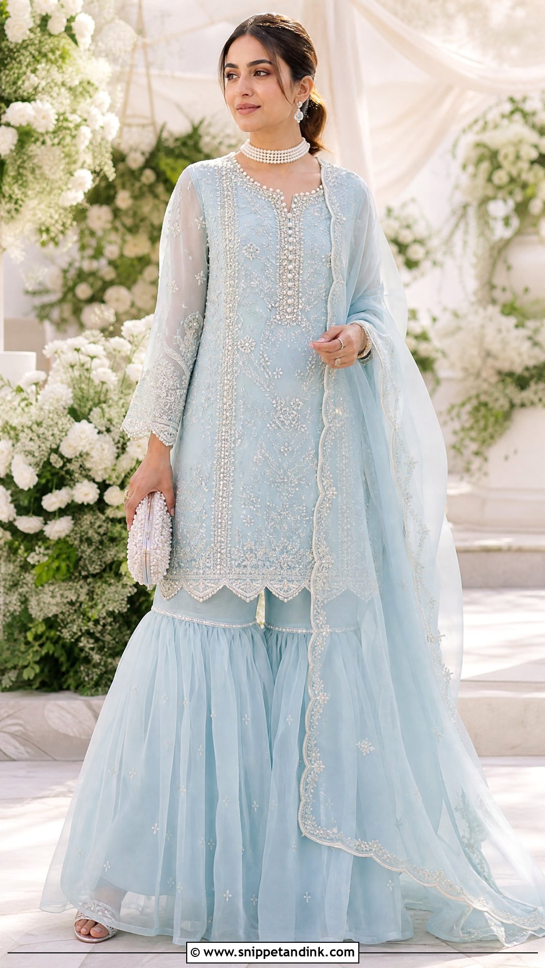 Pastel Blue Organza Bridal Sharara - Snippet and Ink - 20 Sharara for Bride Ideas
