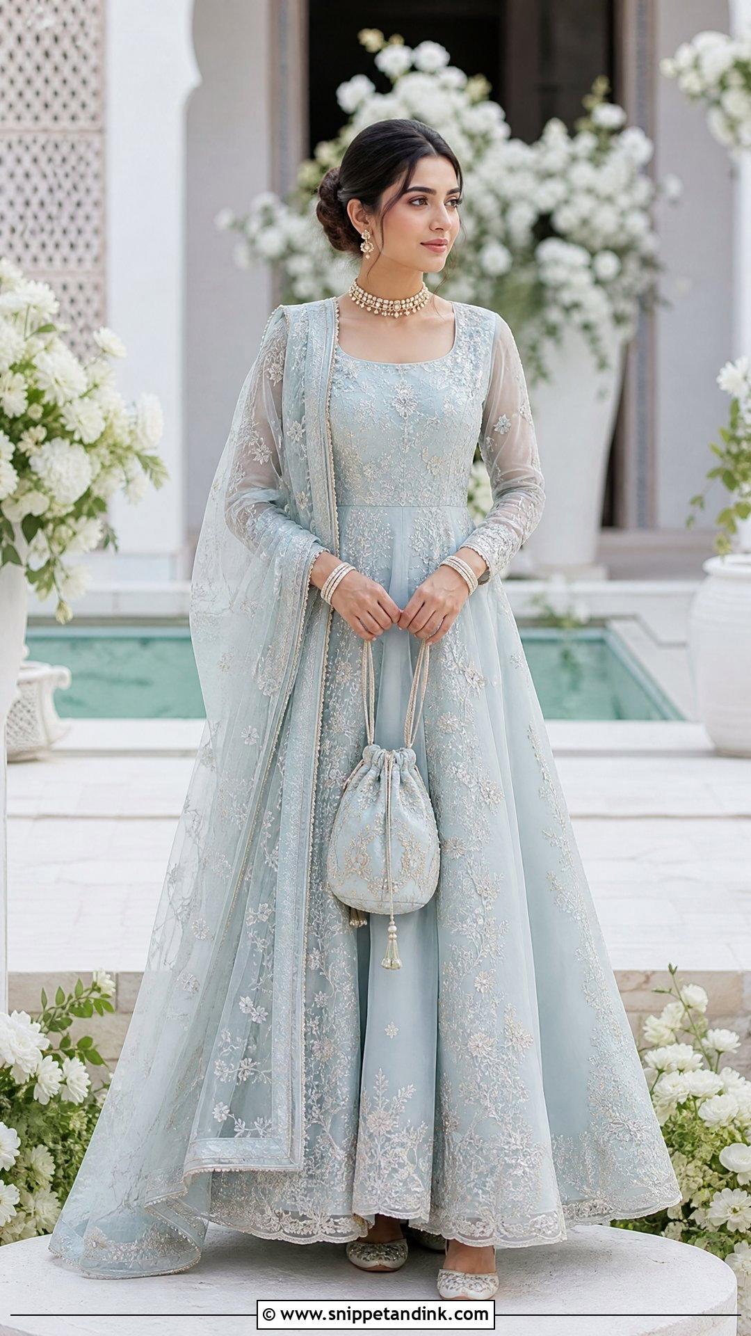 Pastel Blue Organza Pishwas - Snippet and Ink - 20 Pakistani Bride Dresses
