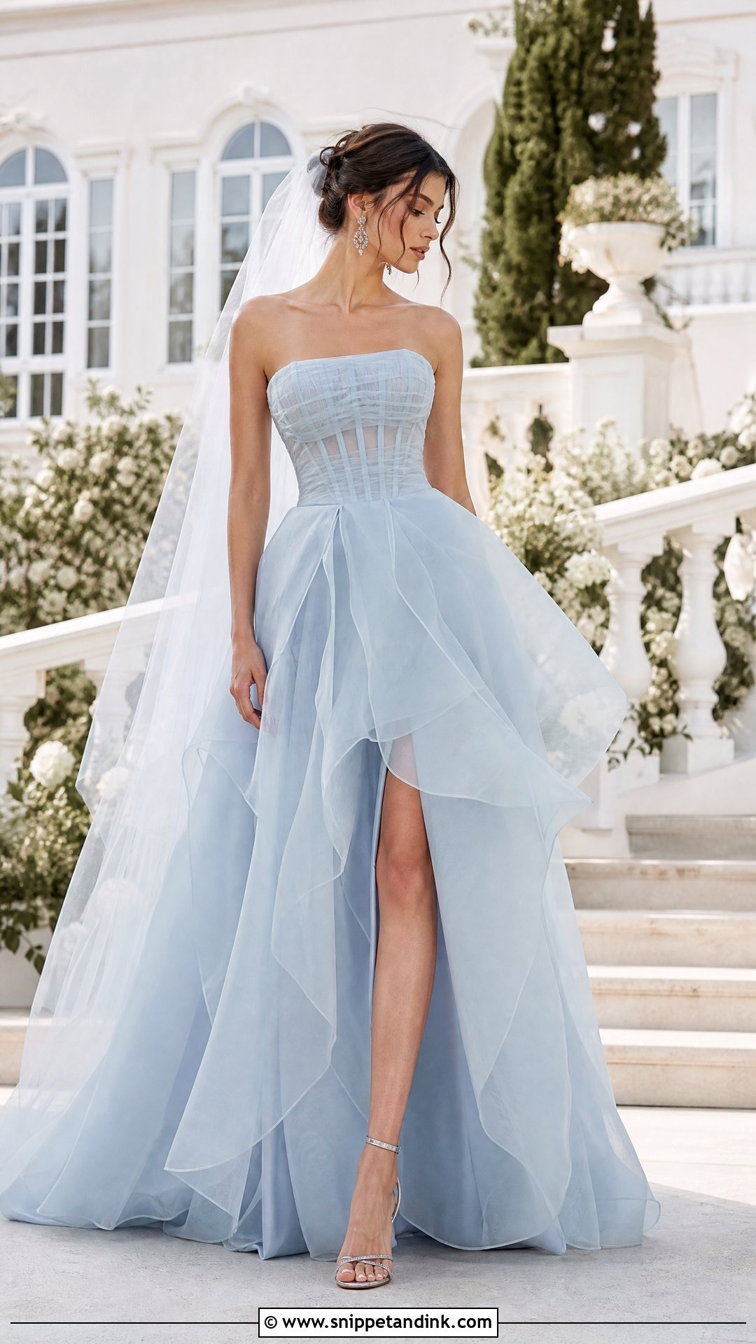 Pastel Blue Organza Wedding Dress - Snippet and Ink - 25 Pastel Wedding Dress Ideas