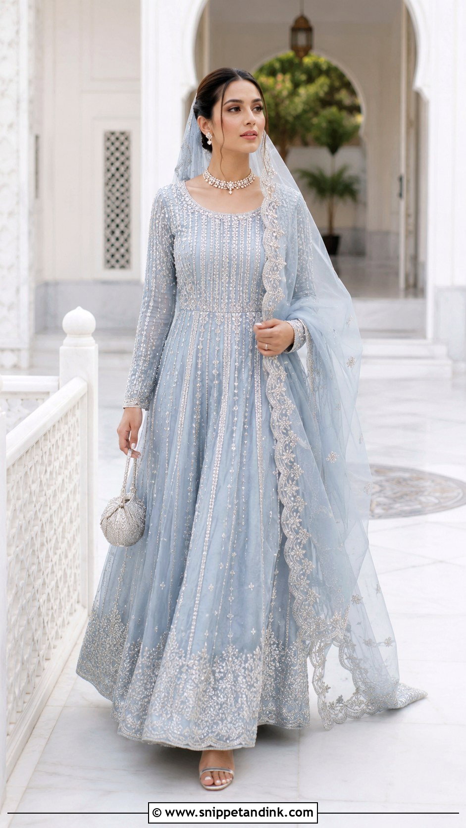 Pastel Blue Pakistani Bridal Maxi - Snippet and Ink - 20 Pakistan Bridal Dress Ideas