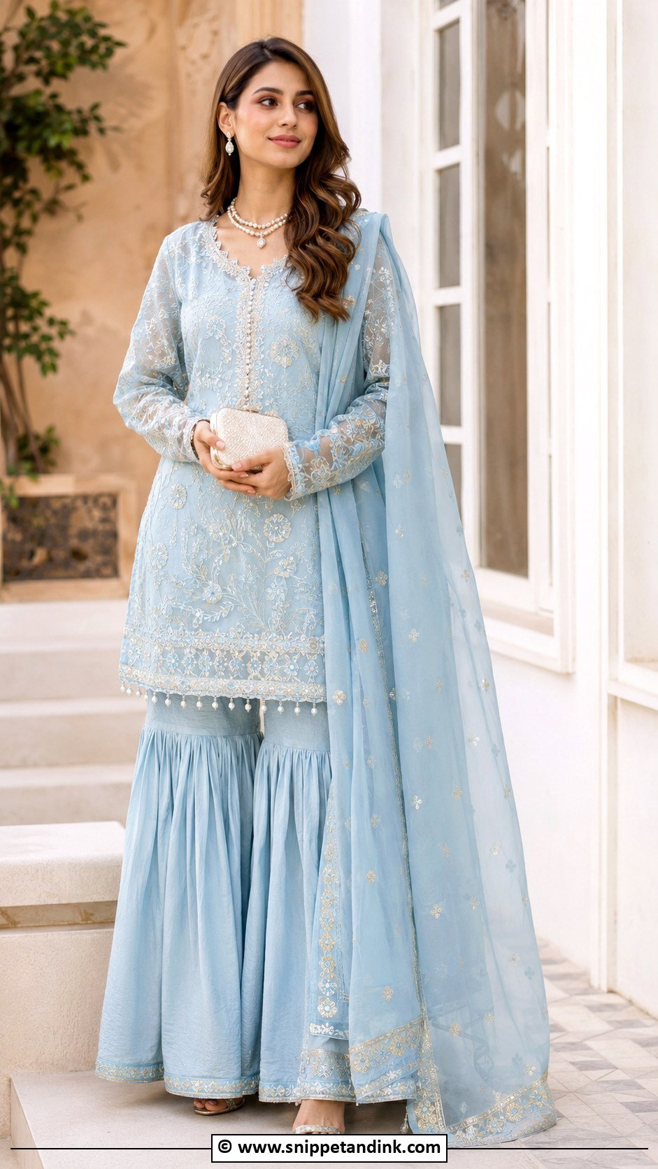 Pastel Blue Sharara Barat Dress - Snippet and Ink - 30 Barat Dress Ideas