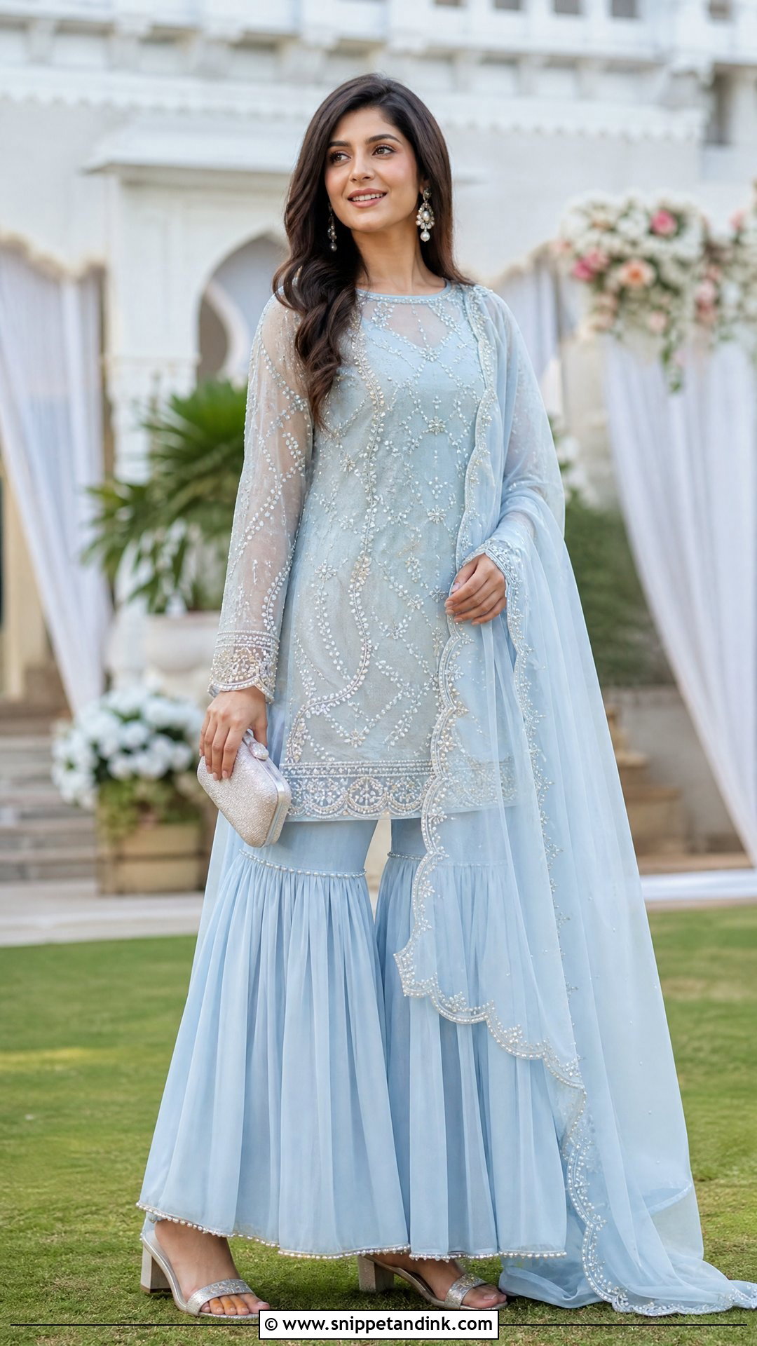 Pastel Blue Sharara Wedding Dress - Snippet and Ink - 20 Sharara Wedding Dress Ideas