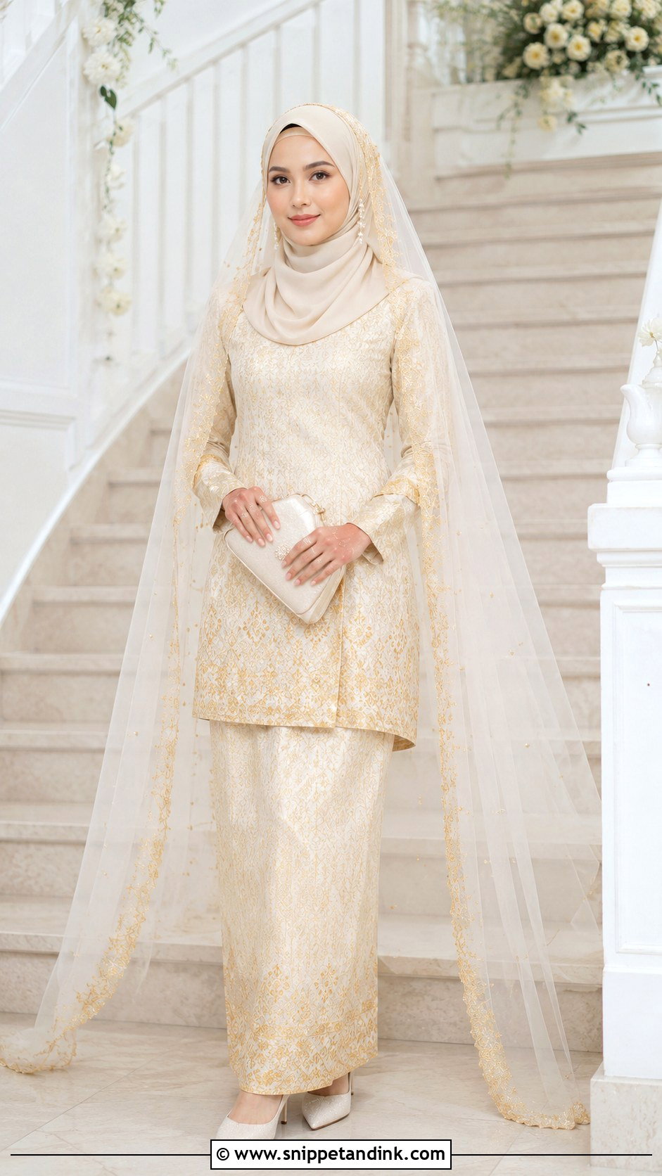 Pastel Blue Songket Wedding Dress - Snippet and Ink - 25 Malay Songket Wedding Dress Ideas