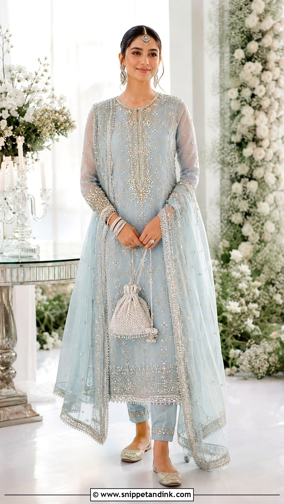Pastel Blue Straight Cut Punjabi Bridal Suit - Snippet and Ink - 20 Indian Punjabi Bridal Suits