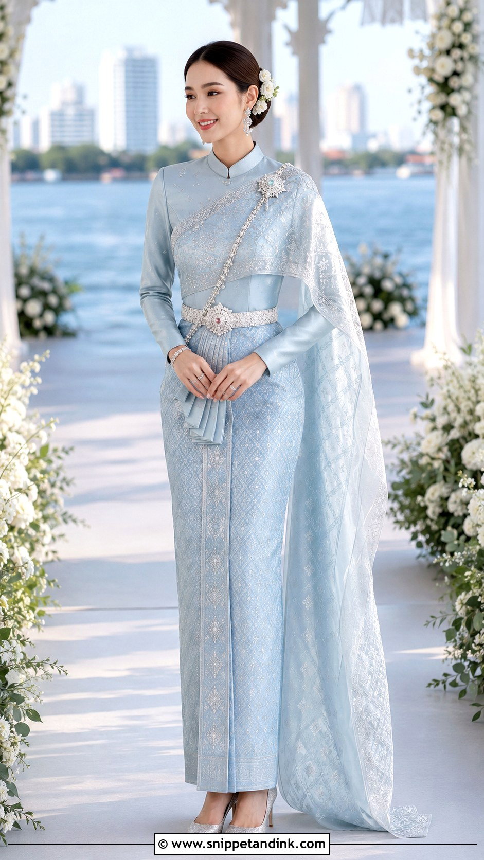 Pastel Blue Thai Wedding Dress - Snippet and Ink - 20 Modern Thai Wedding Dress Ideas