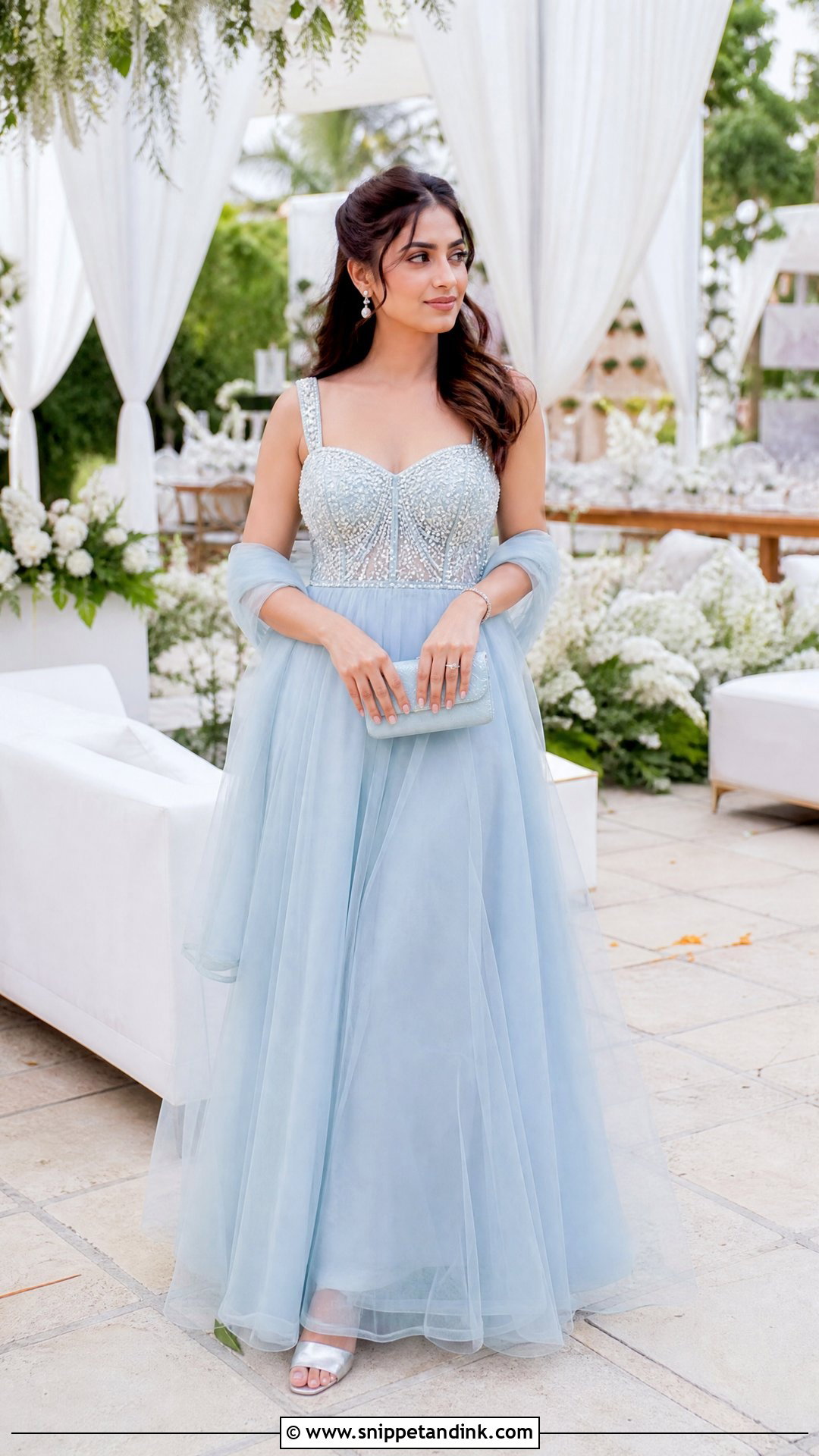 Pastel Blue Tulle Gown For Day Wedding - Snippet and Ink - 20 Party Gowns Indian Weddings