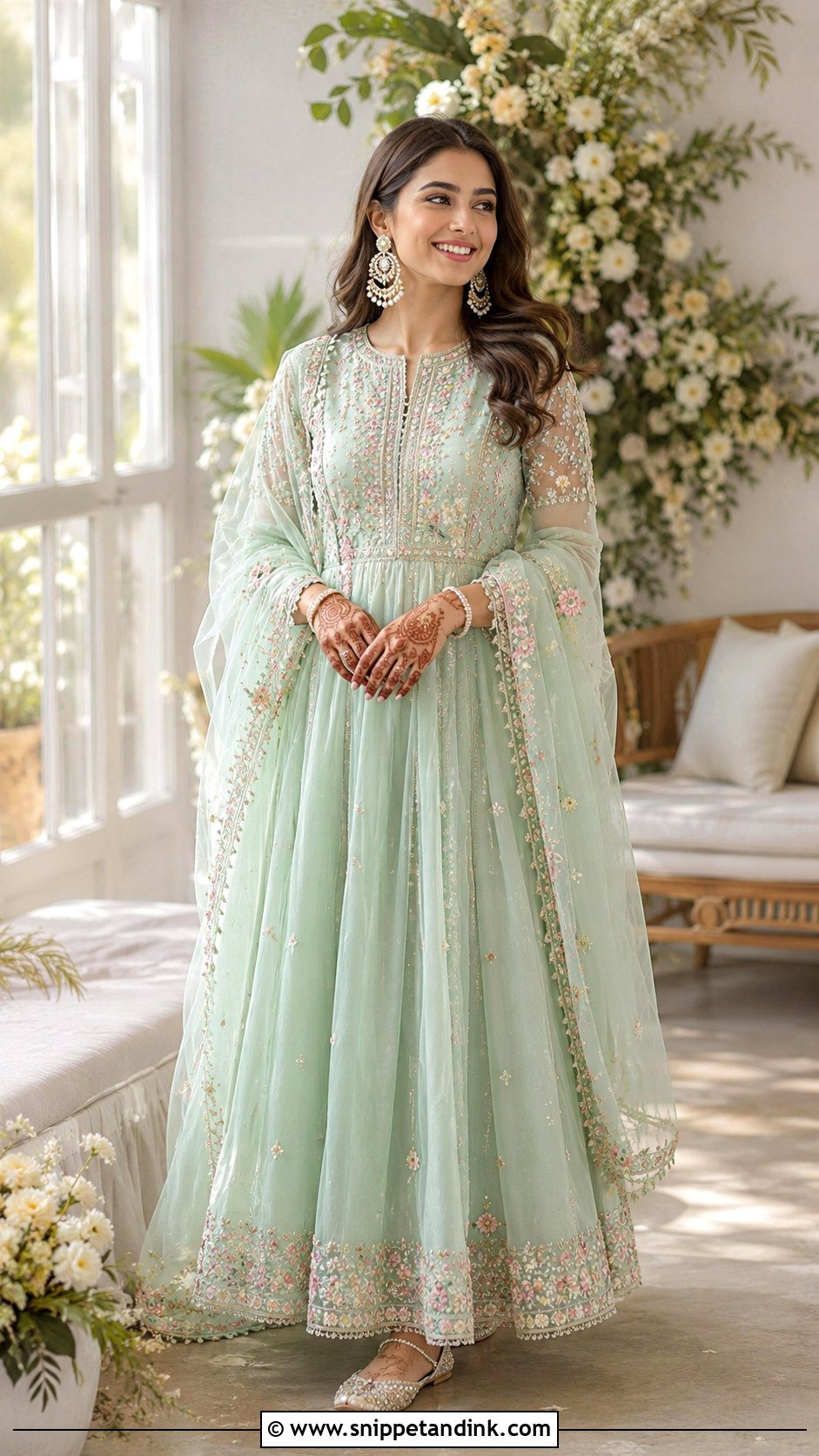 Pastel Bridal Mehndi Anarkali - Snippet and Ink - 25 Bridal Mehndi Dresses