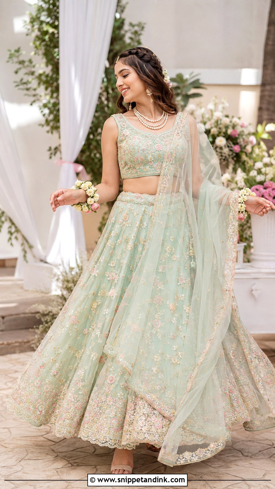 Pastel Bridal Mehndi Dress - Snippet and Ink - 30 Bridal Mehndi Dresses Ideas
