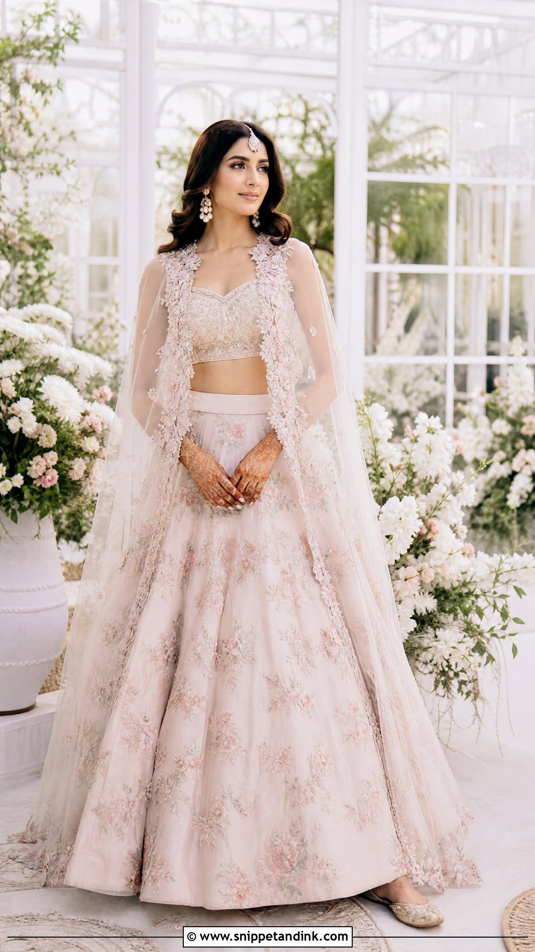 Pastel Cape Lehenga Mehndi Outfit - Snippet and Ink - 25 Mehndi Function Dress Outfit for Bride Ideas