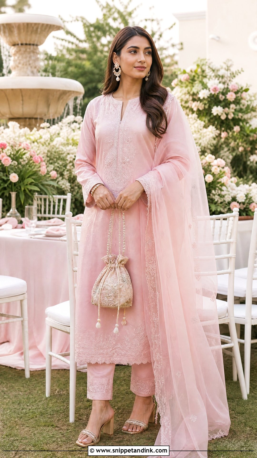 Pastel Chanderi Kurta Set With Straight Pants - Snippet and Ink - 25 Kurta Set for Wedding Ideas