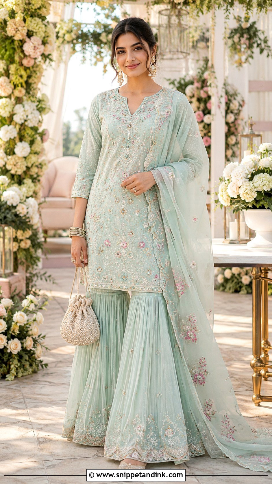 Pastel Desi Sharara Outfit for Wedding - Snippet and Ink - 20 Desi Outfits for Wedding