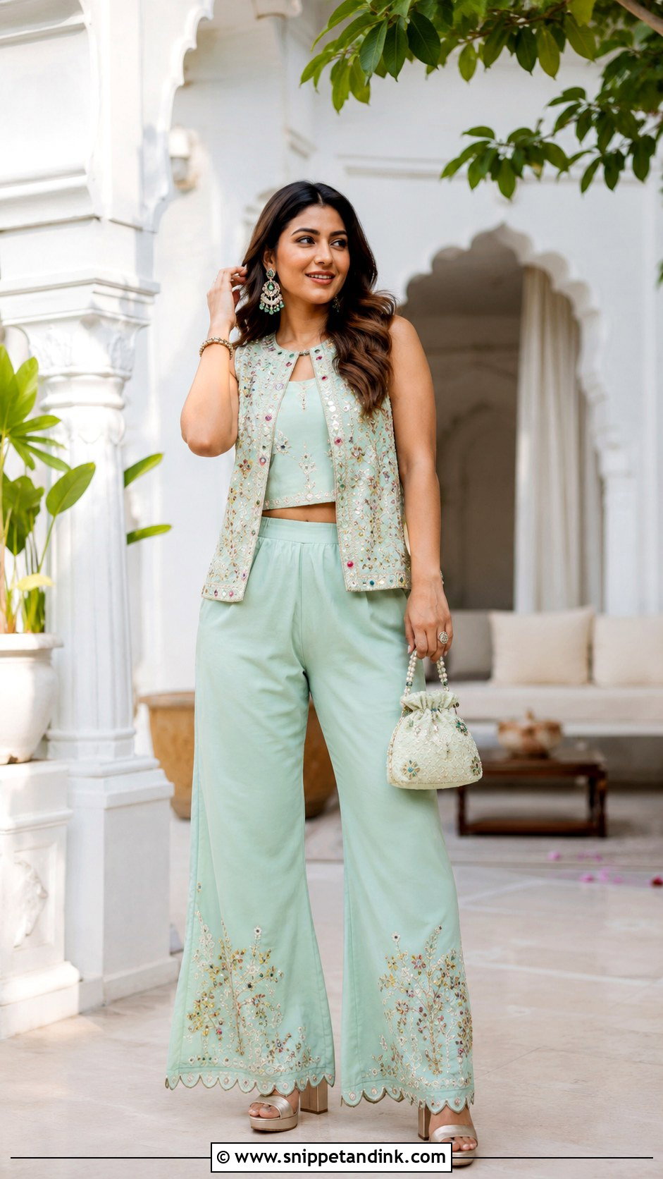 Pastel Embroidered Co Ord Mehendi Outfit - Snippet and Ink - 20 Indian Wedding Mehendi Outfits