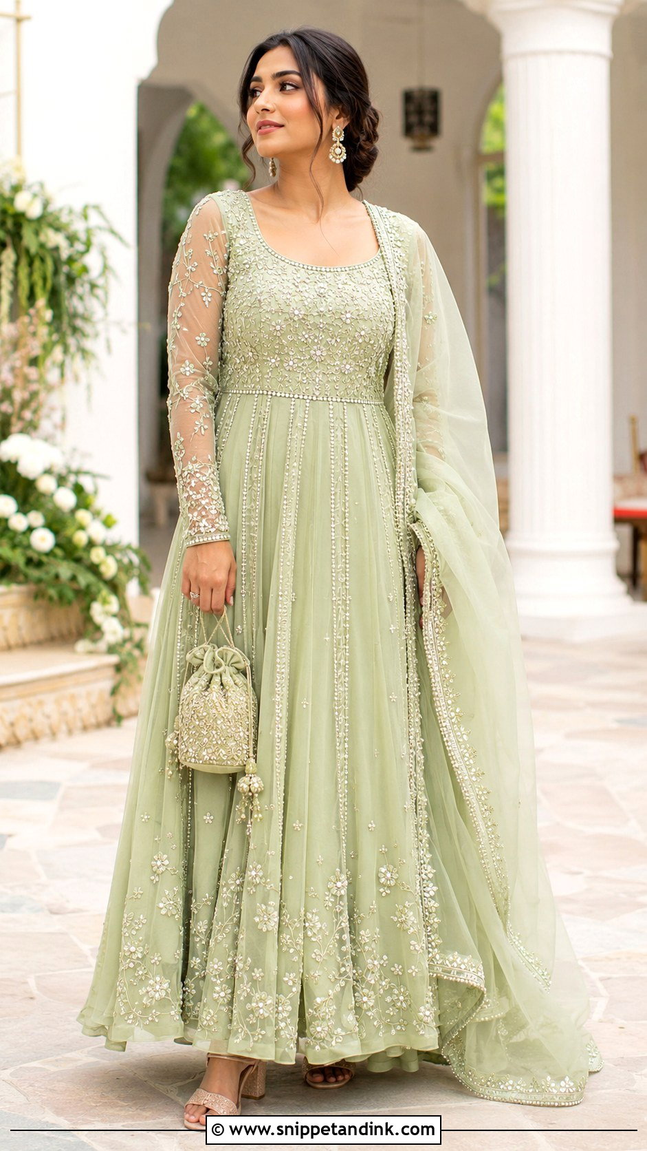 Pastel Embroidered Indo Western Gown For Indian Wedding - Snippet and Ink - 20 Indo Western Gowns Indian Weddings