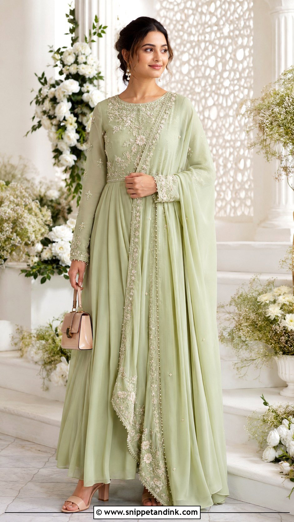 Pastel Embroidered Indo Western Gown - Snippet and Ink - 20 Indo Western Party Wear Gowns Wedding Dresses