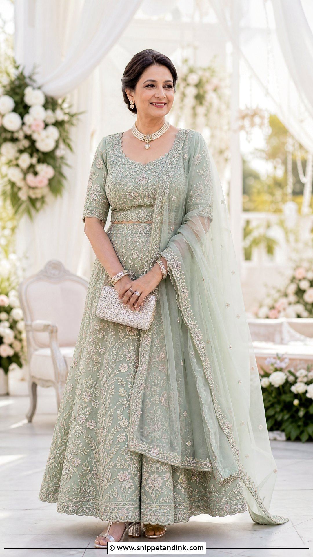 Pastel Embroidered Lehenga For Bridal Mom - Snippet and Ink - 20 Indian Bridal Mom Dress Ideas