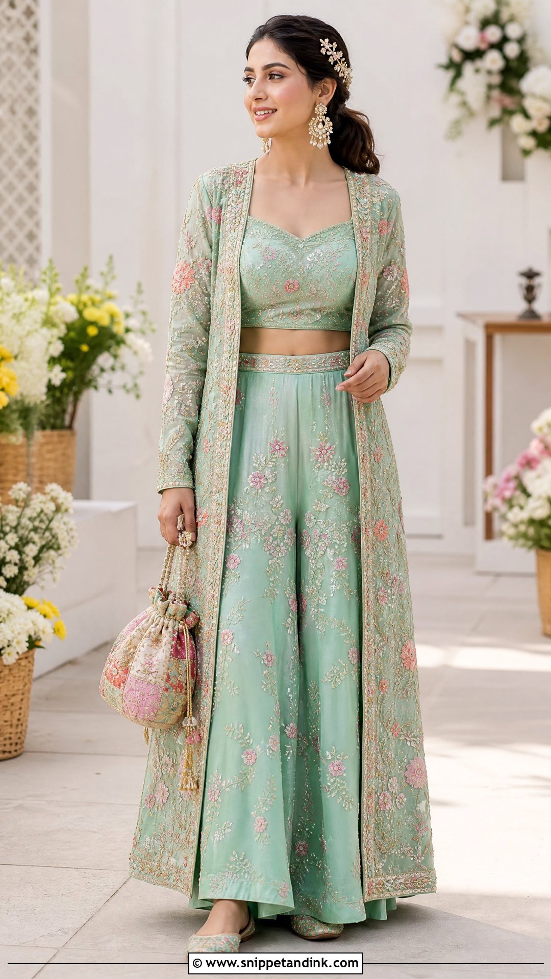 Pastel Embroidered Mehndi Co Ord Set - Snippet and Ink - 20 Bride Mehndi Dress Ideas