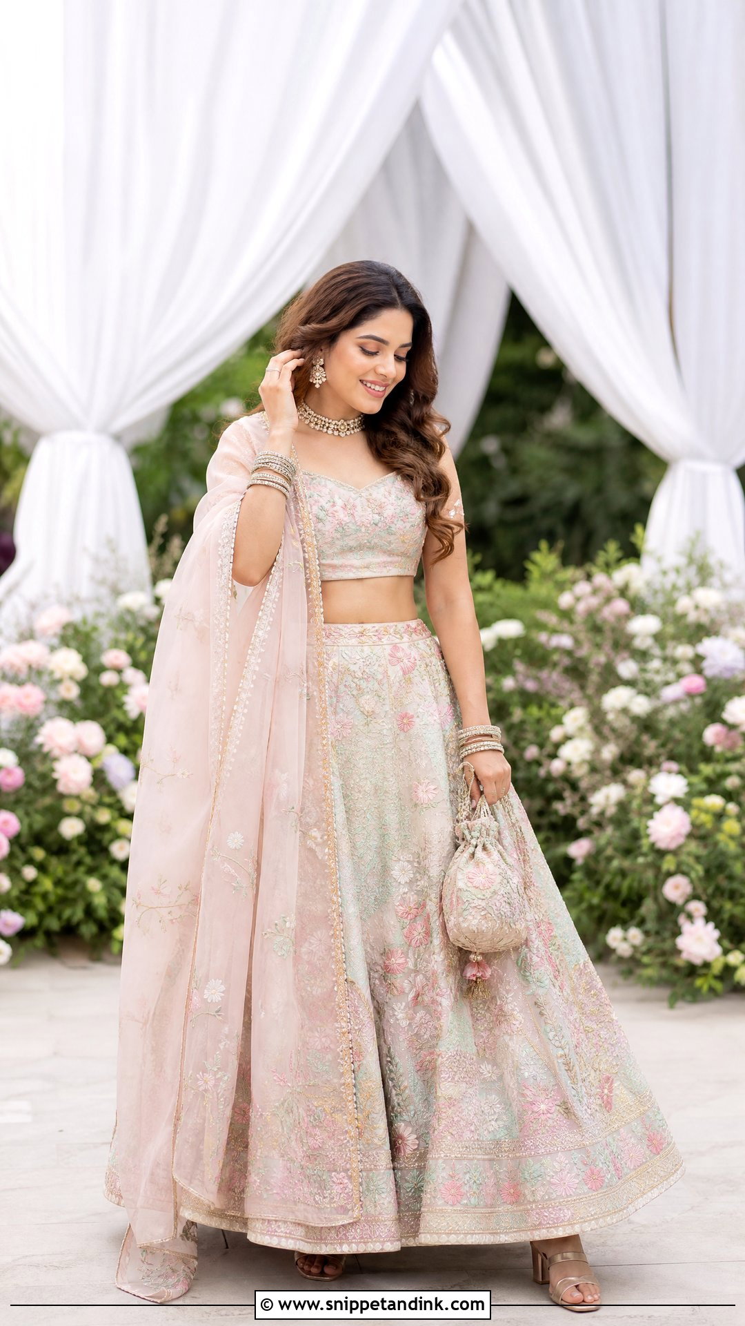 Pastel Floral Bridal Lehenga - Snippet and Ink - 20 Indian Wedding Bridal Outfits