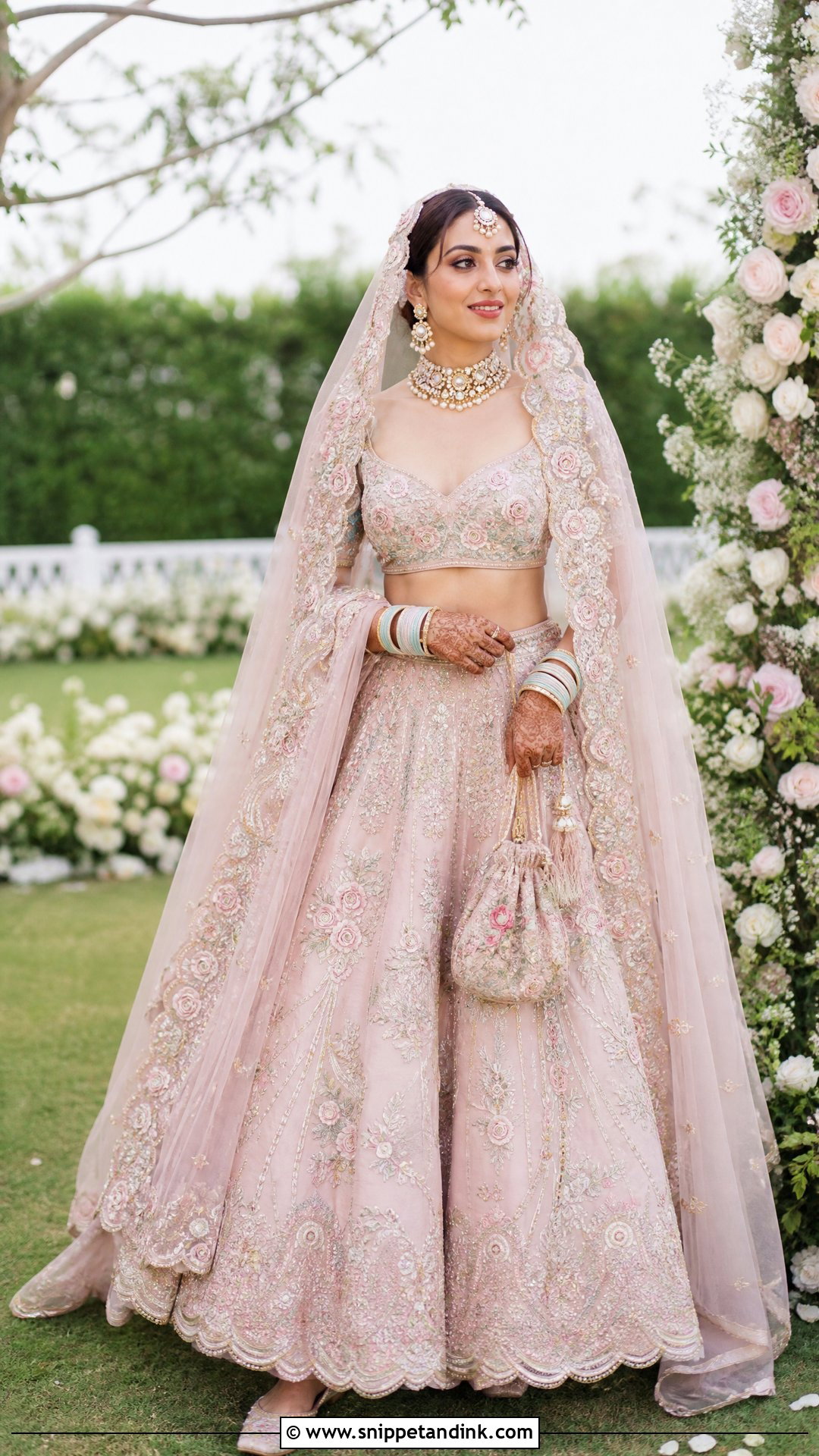 Pastel Floral Bridal Lehenga - Snippet and Ink - 25 Royal Indian Brides Ideas